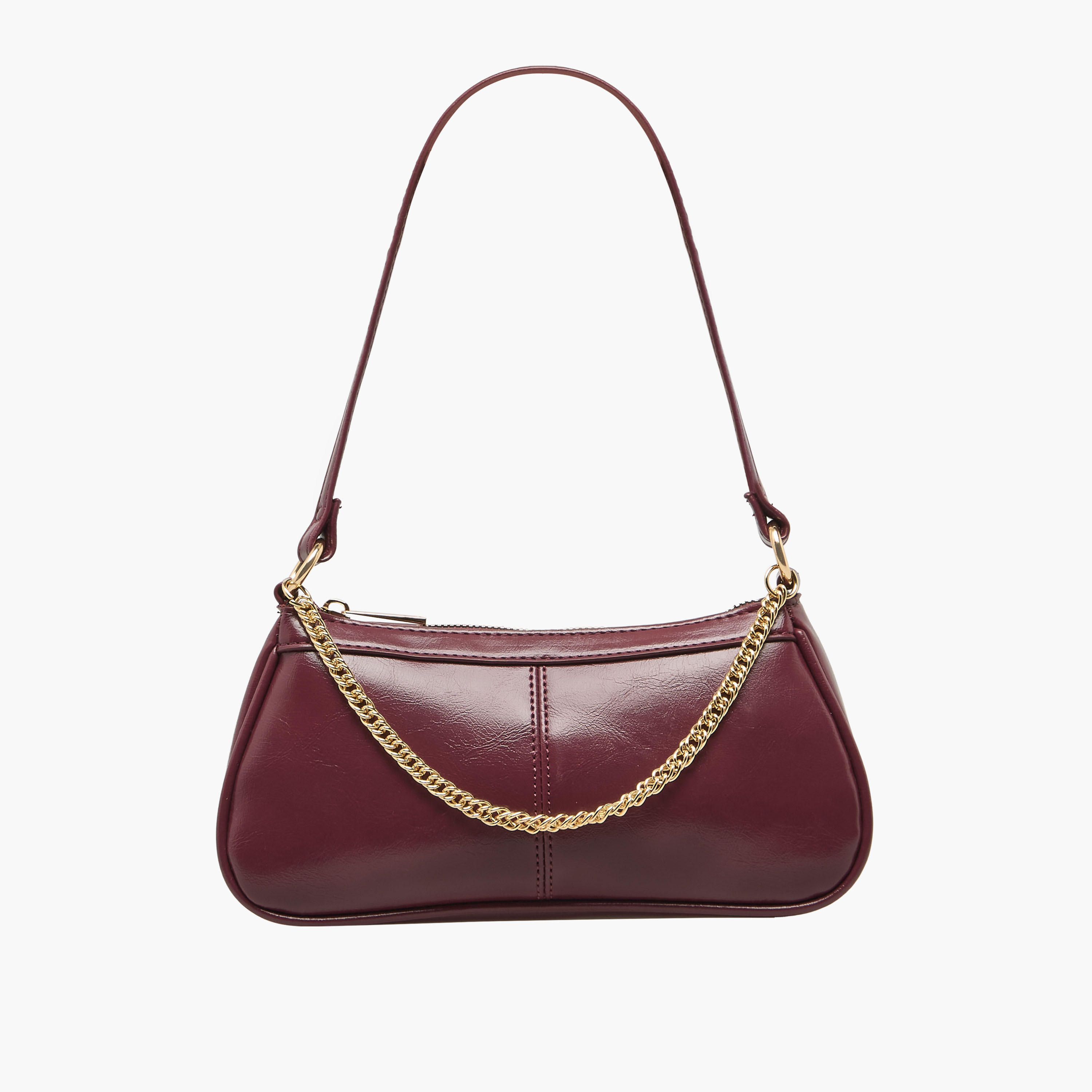 Chain Detail Shoulder Bag with Zip Closure-women-bagsandwallets-handbags-image-1