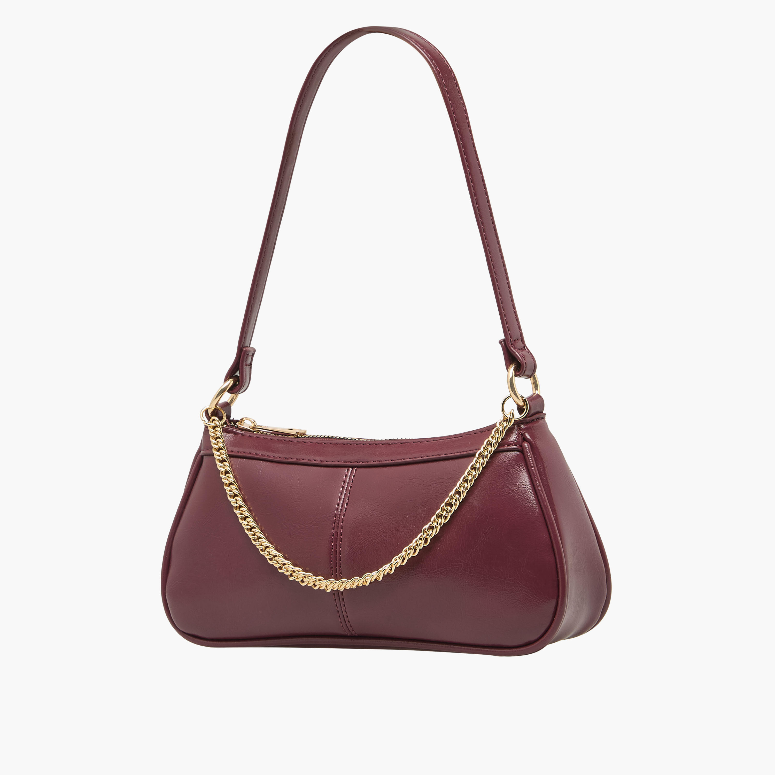 Chain Detail Shoulder Bag with Zip Closure-women-bagsandwallets-handbags-image-2