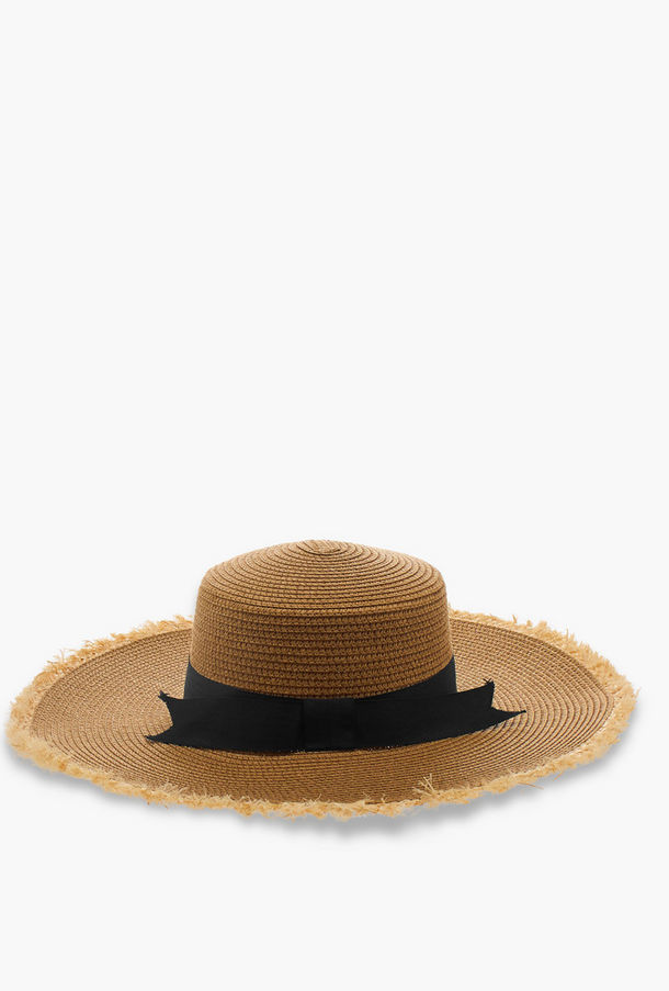 قبعة شاطئ بحافة شراشيب وفيونكة-women-clothingaccessories-image-1