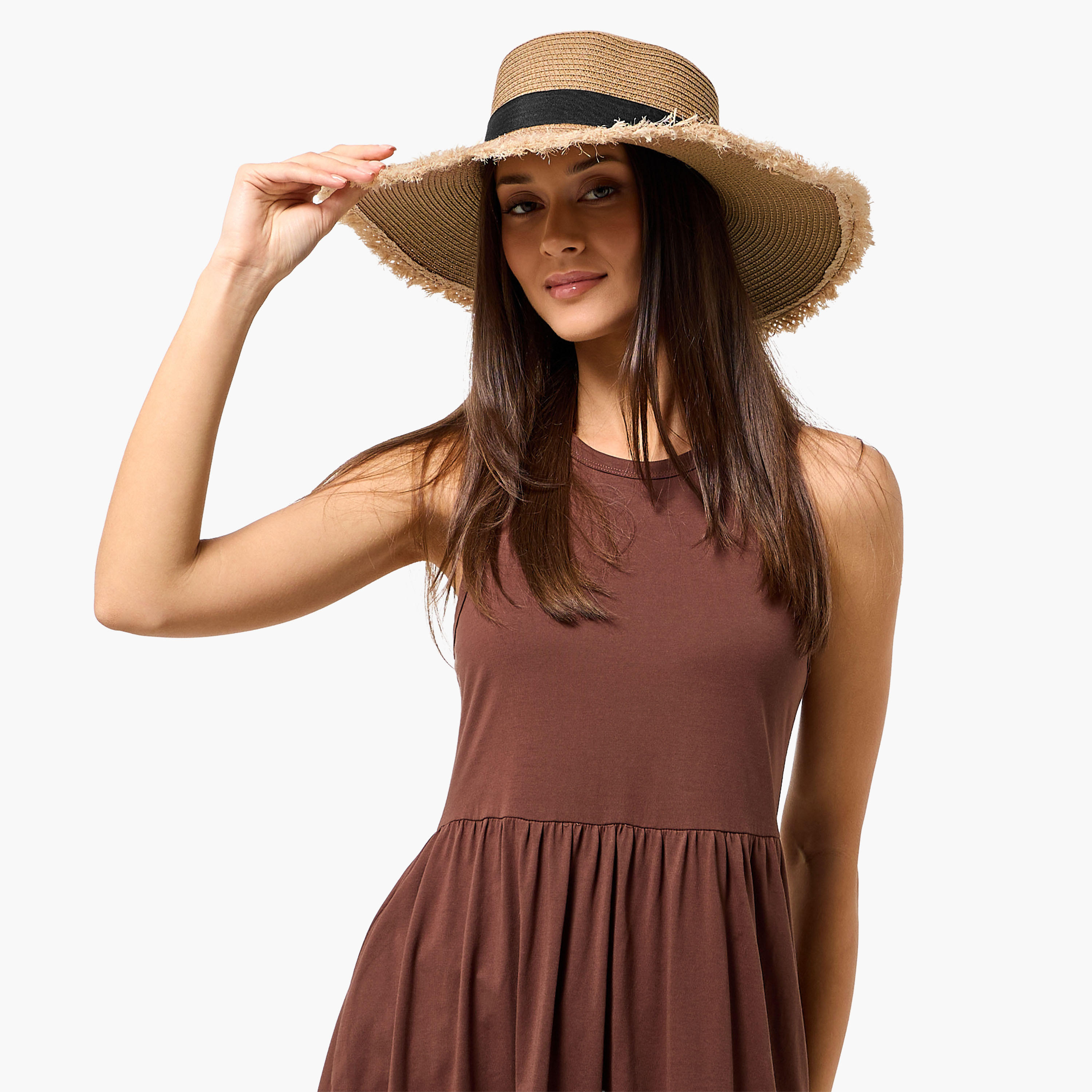 قبعة شاطئ بحافة شراشيب وفيونكة-women-clothingaccessories-capsandhats-image-2