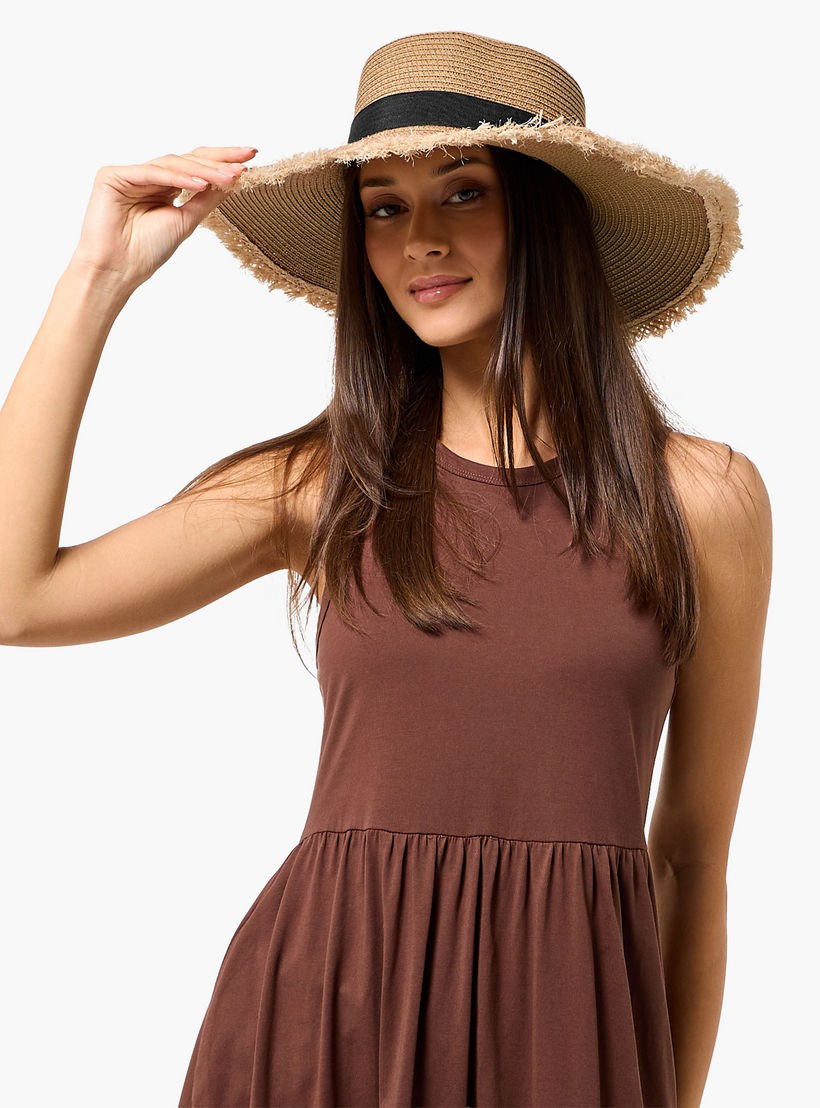 قبعة شاطئ بحافة شراشيب وفيونكة-women-clothingaccessories-capsandhats-image-2