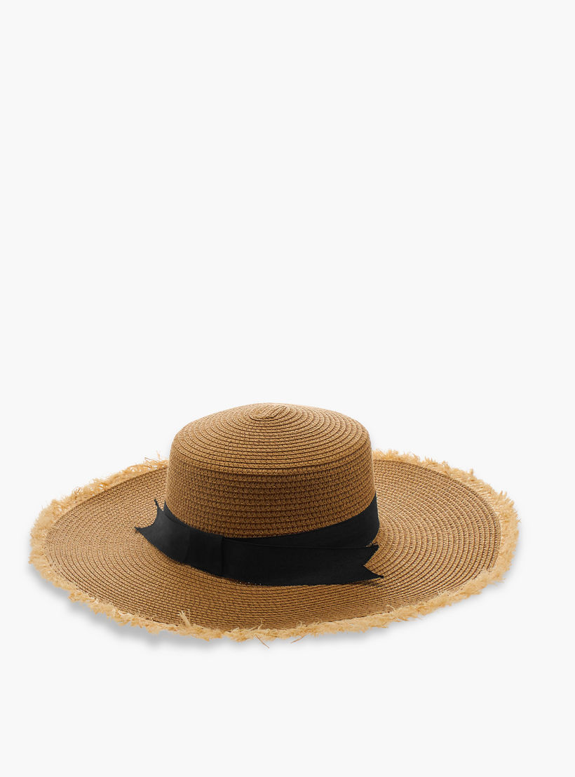 قبعة شاطئ بحافة شراشيب وفيونكة-women-clothingaccessories-capsandhats-image-3