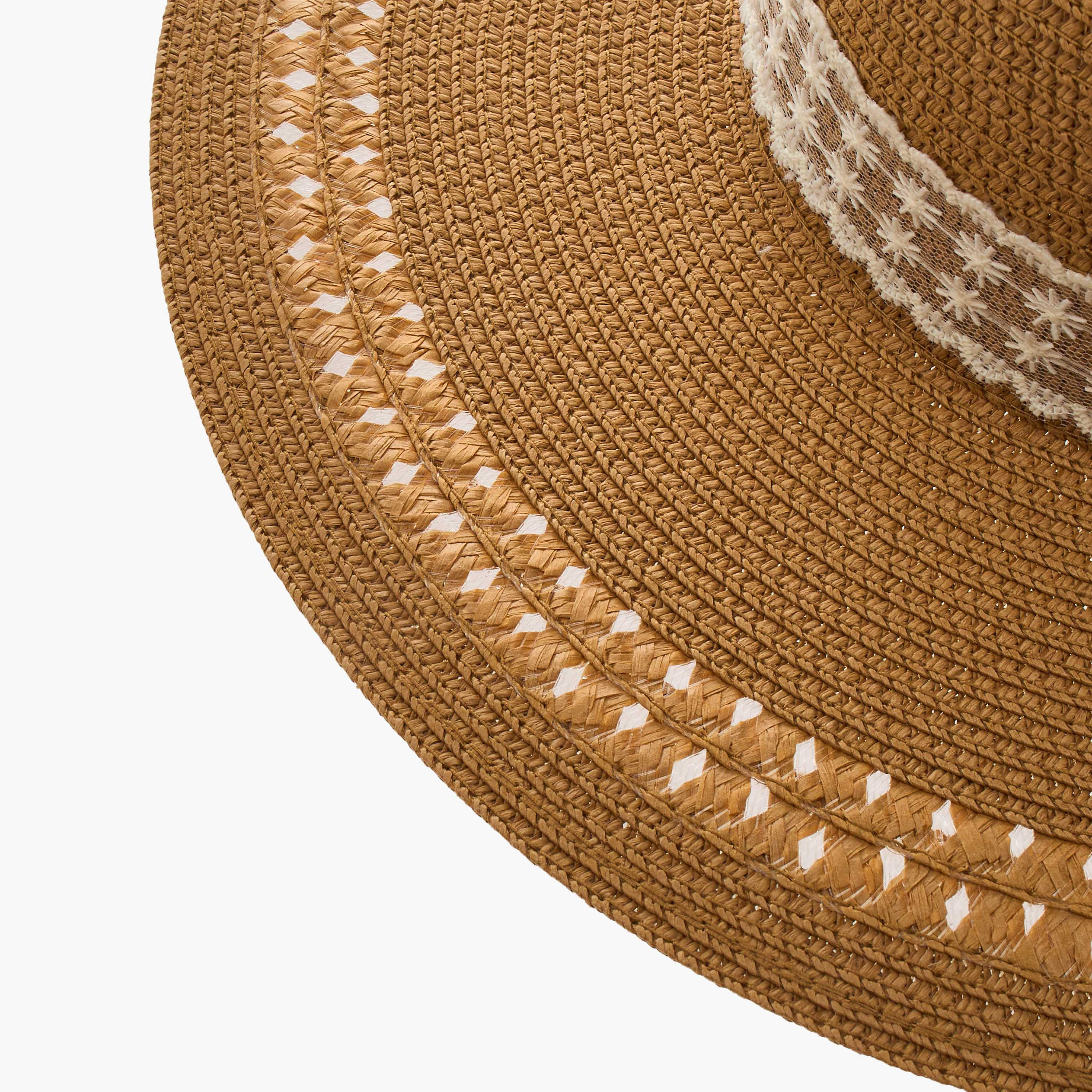 Lace Trim Beach Hat with Bow Detail-women-clothingaccessories-capsandhats-image-5