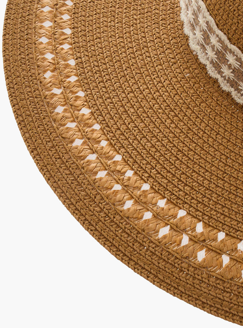 Lace Trim Beach Hat with Bow Detail-women-clothingaccessories-capsandhats-image-5