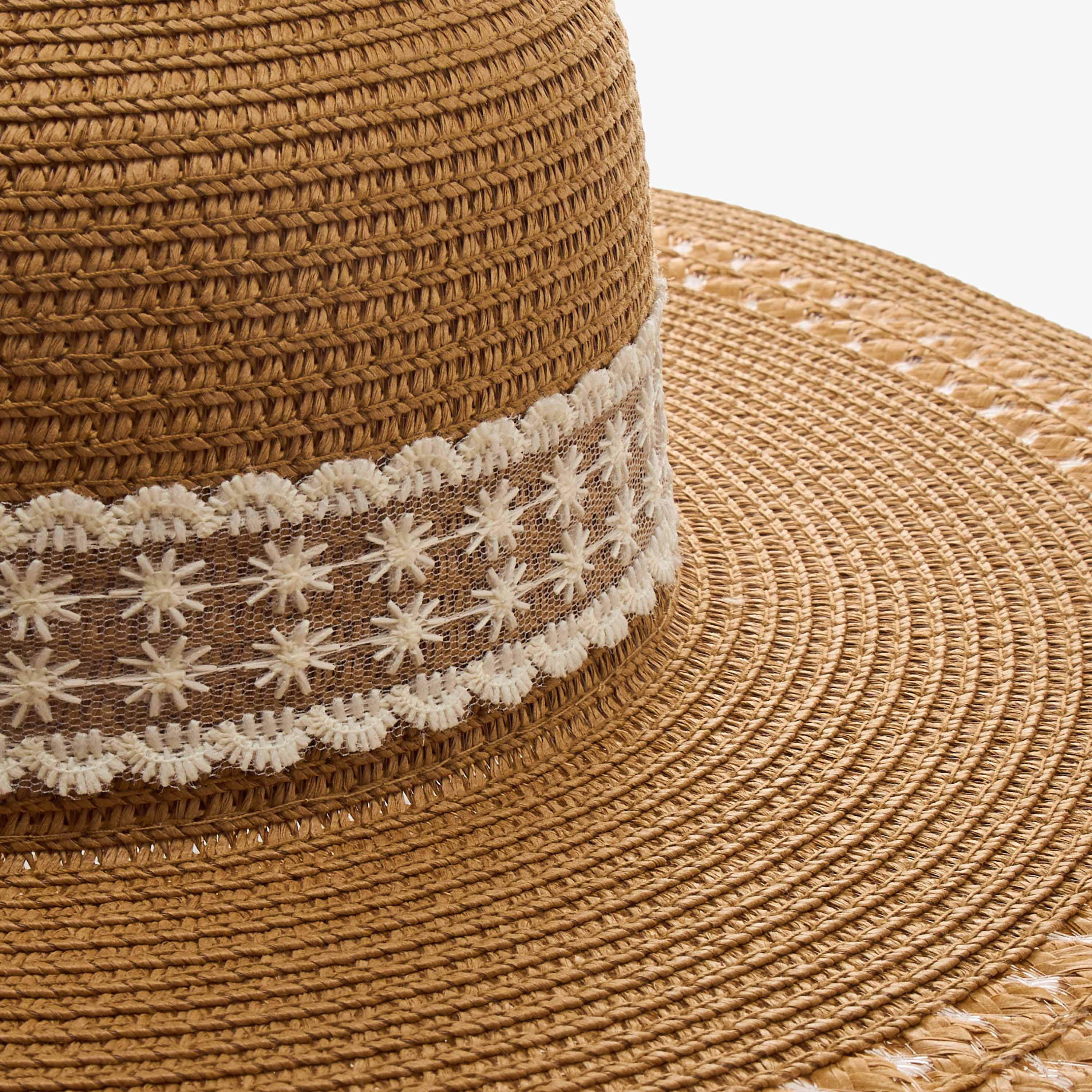 Lace Trim Beach Hat with Bow Detail-women-clothingaccessories-capsandhats-image-7