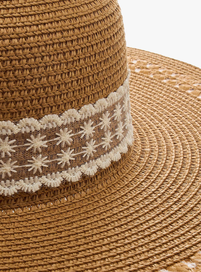 Lace Trim Beach Hat with Bow Detail-women-clothingaccessories-capsandhats-image-7