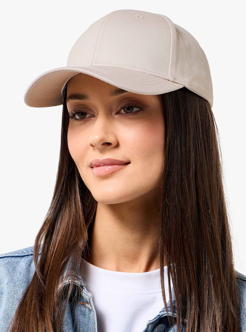Textured Cap with Buckled Strap Closure-women-clothingaccessories-capsandhats-image-2