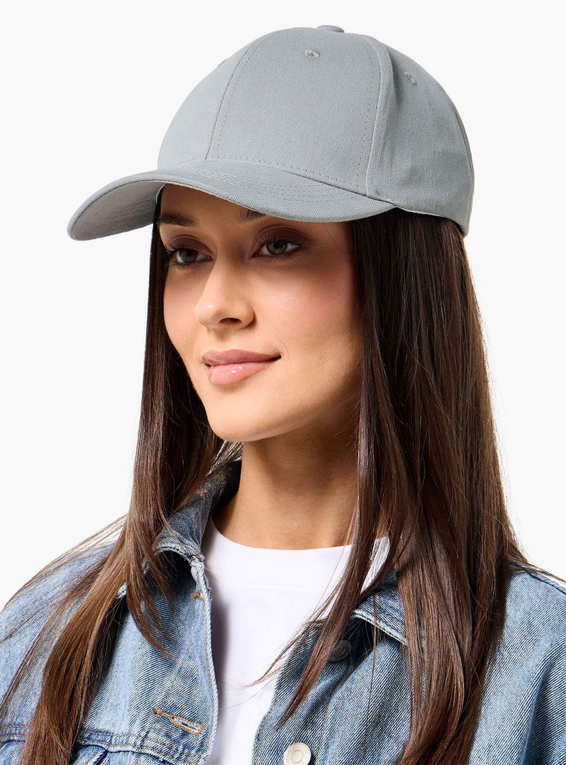 Textured Cap with Buckled Strap Closure-women-clothingaccessories-capsandhats-image-2