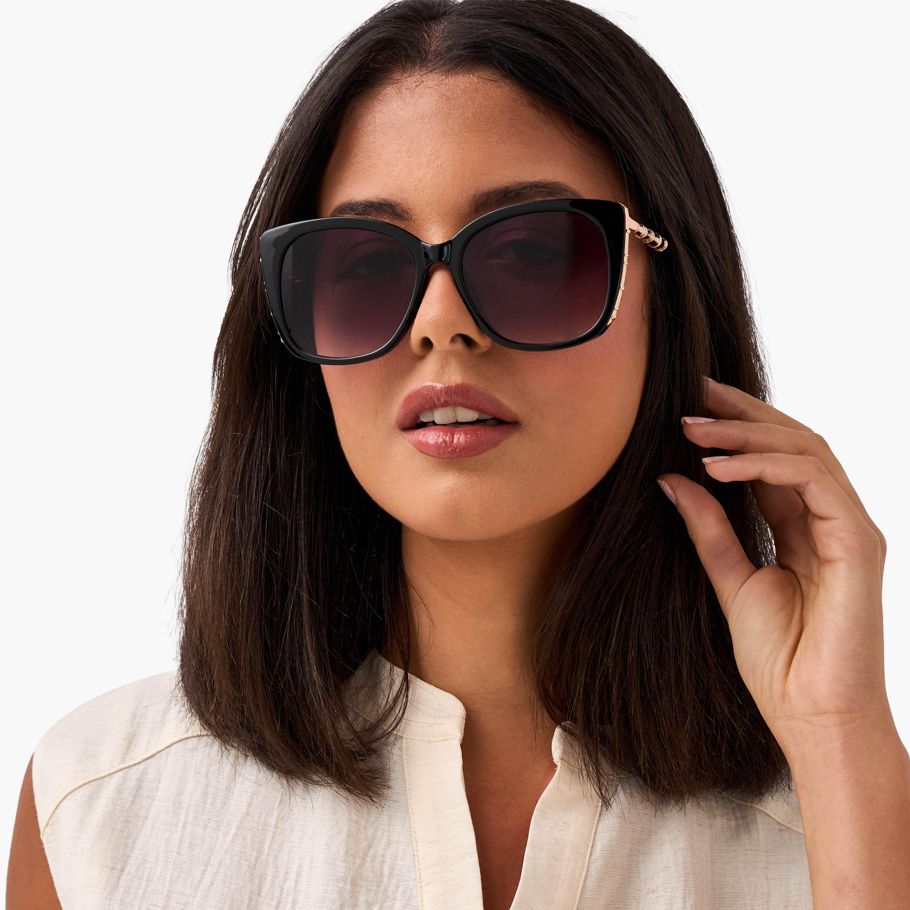 نظارة شمسية كات آي بعدسات سوداء واقية من أشعة الشمس فوق البنفسجية-women-sunglasses-image-2
