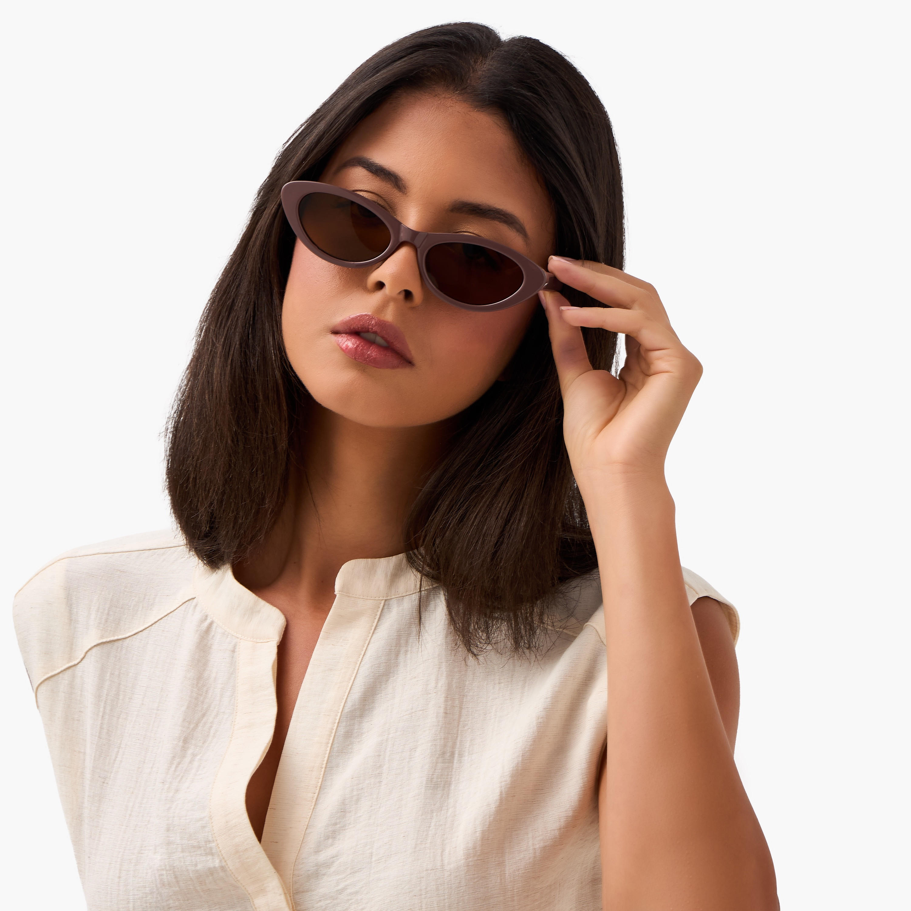 نظارات شمسية عين القطة بعدسات بنية وحماية من الأشعة فوق البنفسجية-women-sunglasses-image-2