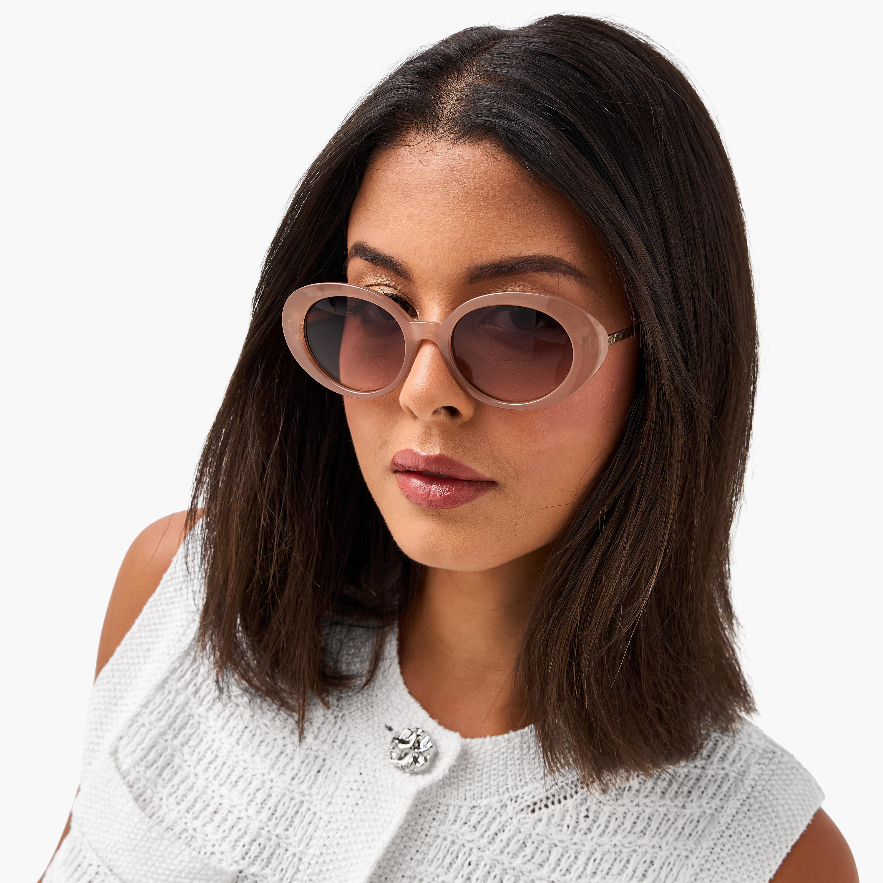 Sunglasses Oval UV Protection Beige Lens-women-sunglasses-image-2