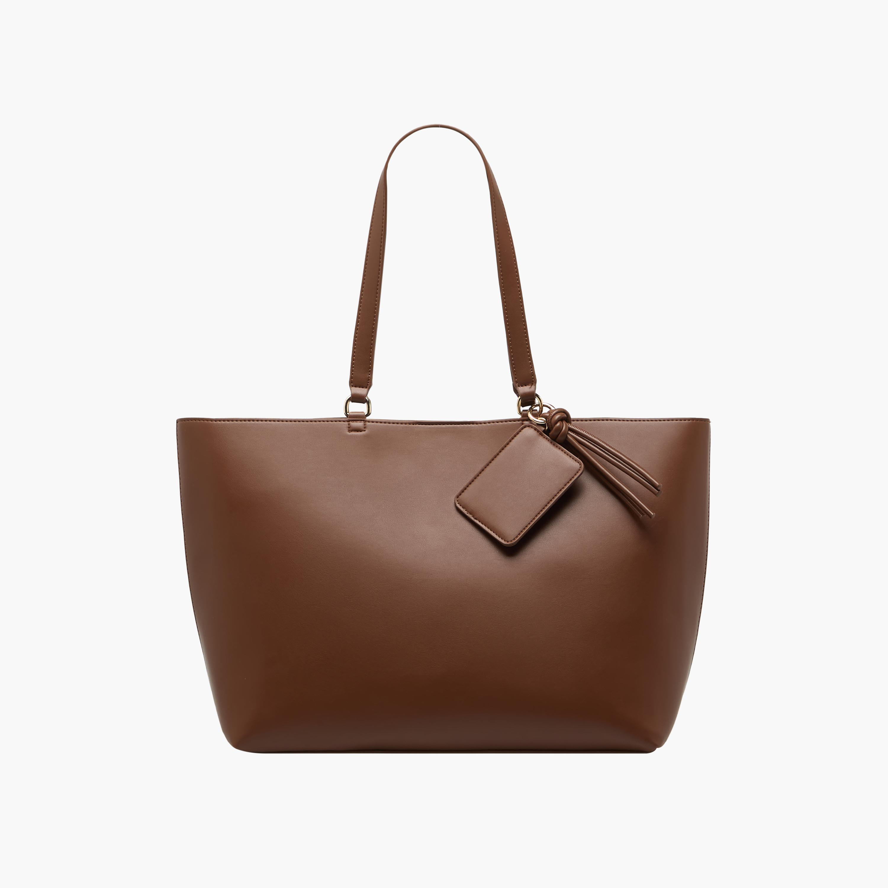 Tassel Detail Tote Bag with Button Closure-women-bagsandwallets-handbags-image-1
