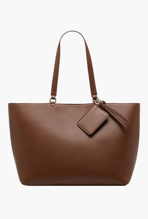 Tassel Detail Tote Bag with Button Closure-women-image-1