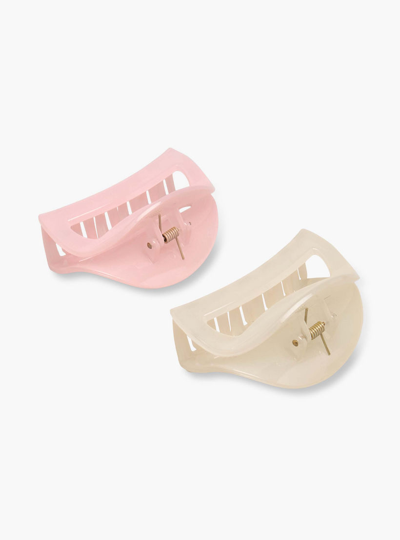 مشابك شعر منحنية مع تصميم مفرغ من جلو - طقم من قطعتين-women-hairaccessories-clamps-image-4