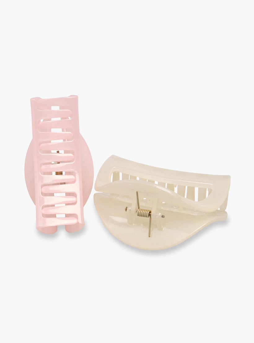 مشابك شعر منحنية مع تصميم مفرغ من جلو - طقم من قطعتين-women-hairaccessories-clamps-image-5