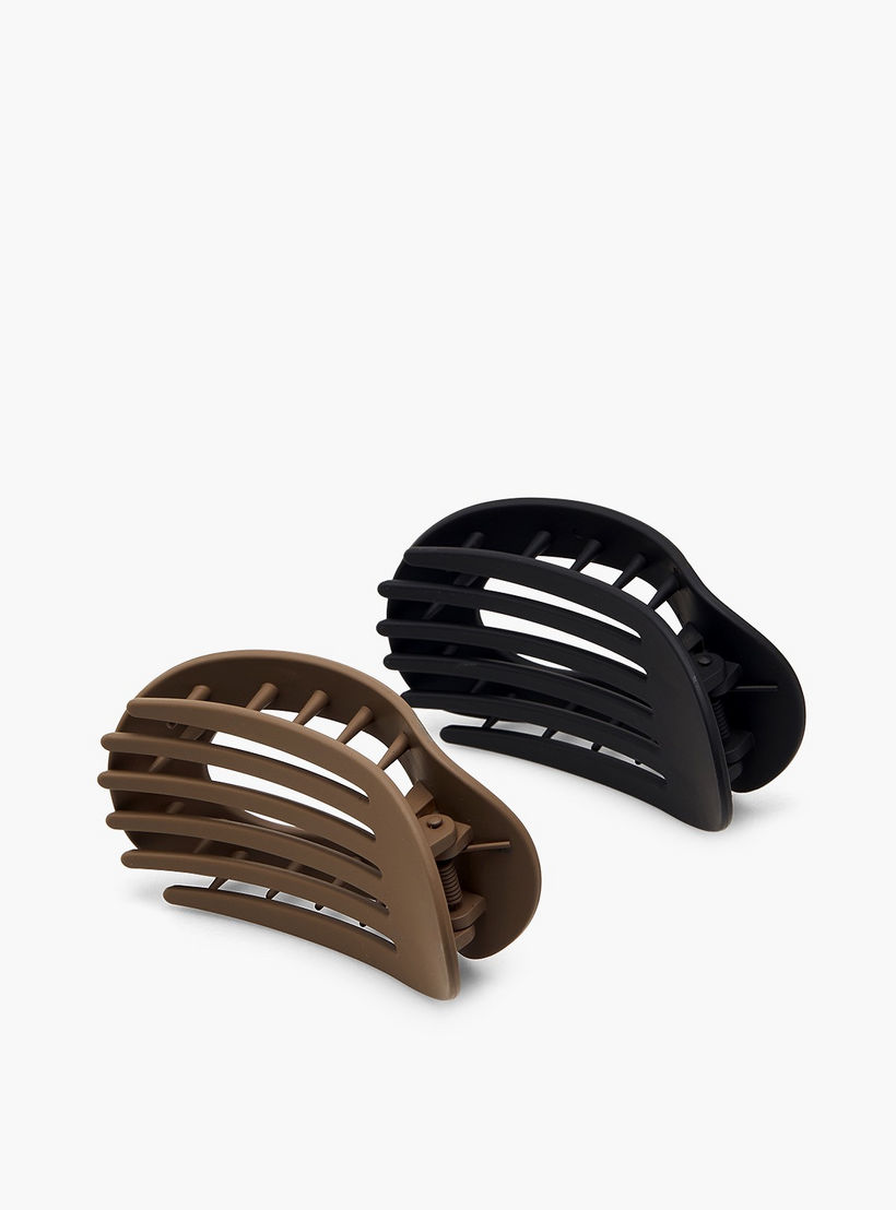 مشابك شعر مسطحة بلمسة مطفية من جلو - عبوة من قطعتين-women-hairaccessories-clamps-image-5