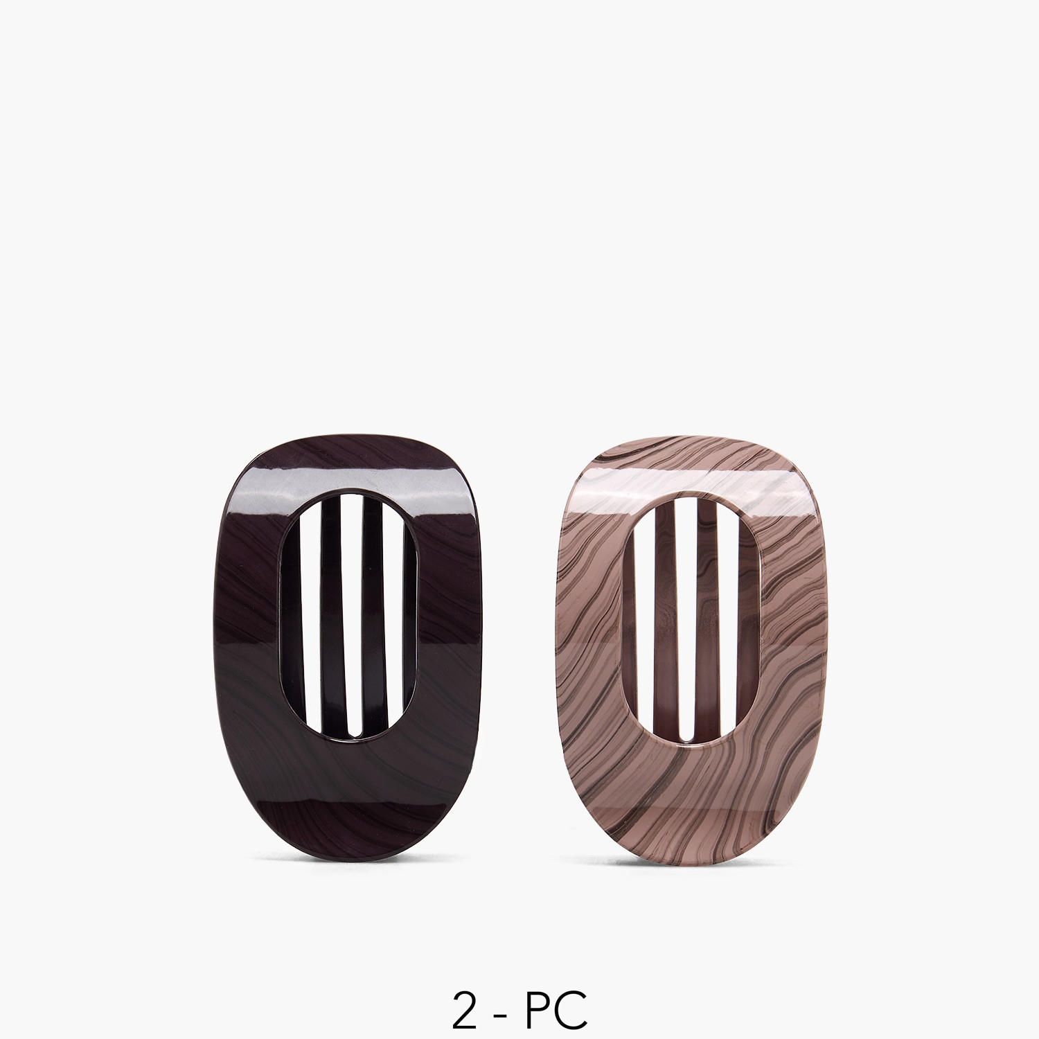 مشابك شعر مسطحة بلمسة مطفية من جلو - عبوة من قطعتين-women-hairaccessories-clamps-image-1
