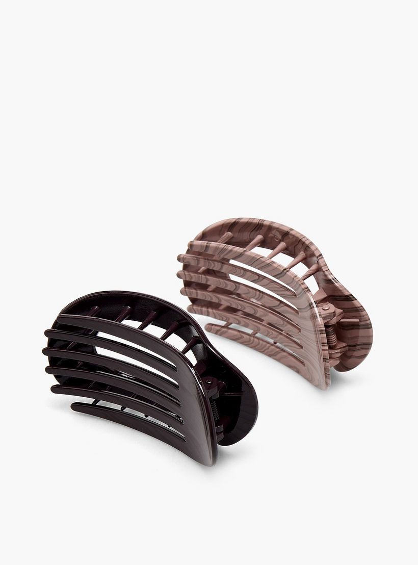مشابك شعر مسطحة بلمسة مطفية من جلو - عبوة من قطعتين-women-hairaccessories-clamps-image-4