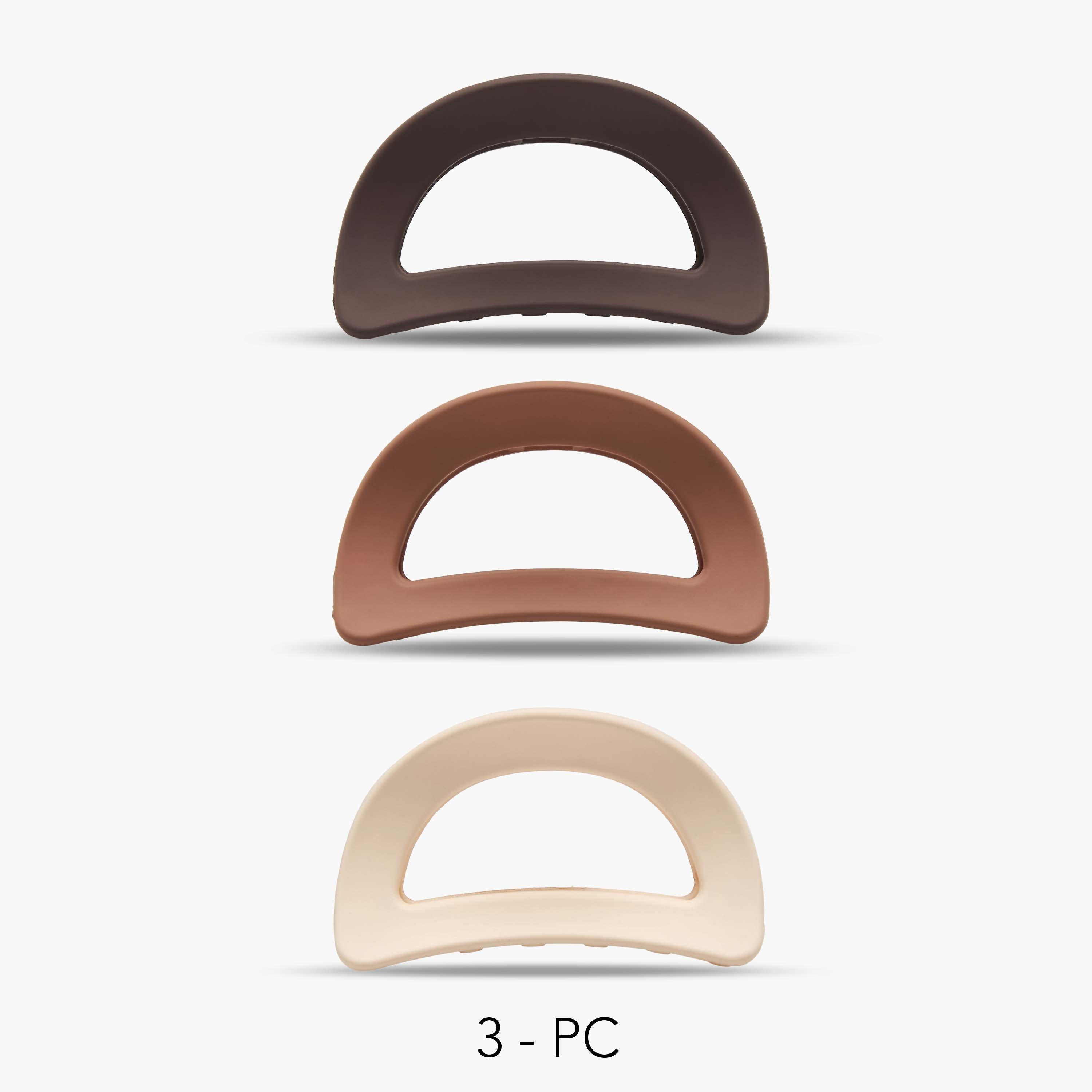 مشابك شعر بتصميم منحني ومفرغ من جلو - عبوة 3 قطع-women-hairaccessories-clamps-image-1