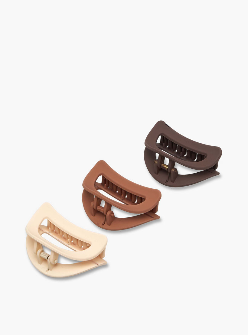 مشابك شعر بتصميم منحني ومفرغ من جلو - عبوة 3 قطع-women-hairaccessories-clamps-image-5