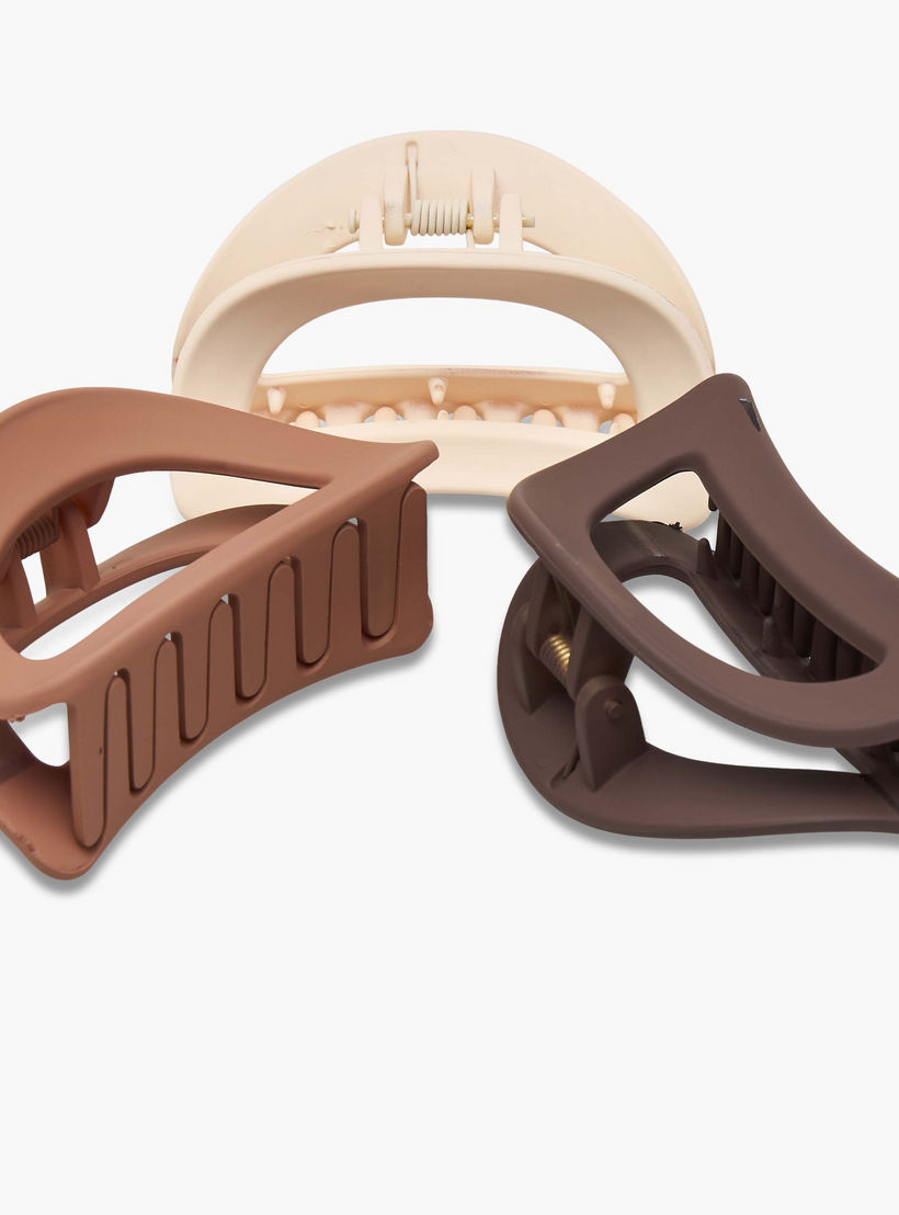 مشابك شعر بتصميم منحني ومفرغ من جلو - عبوة 3 قطع-women-hairaccessories-clamps-image-6