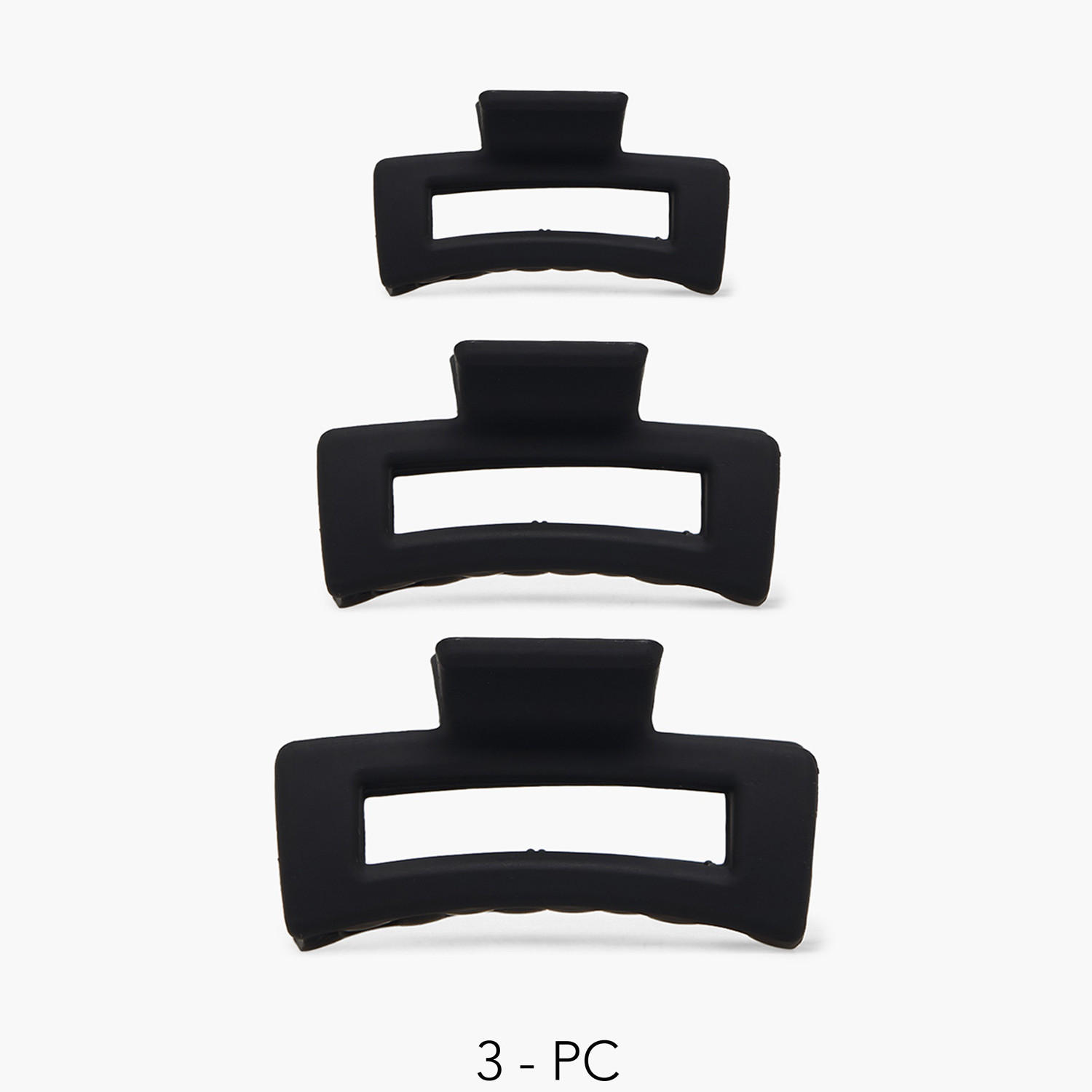طقم مشابك شعر مستطيلة بتفاصيل مفرغة 3 قطع من جلو-women-hairaccessories-clamps-image-1