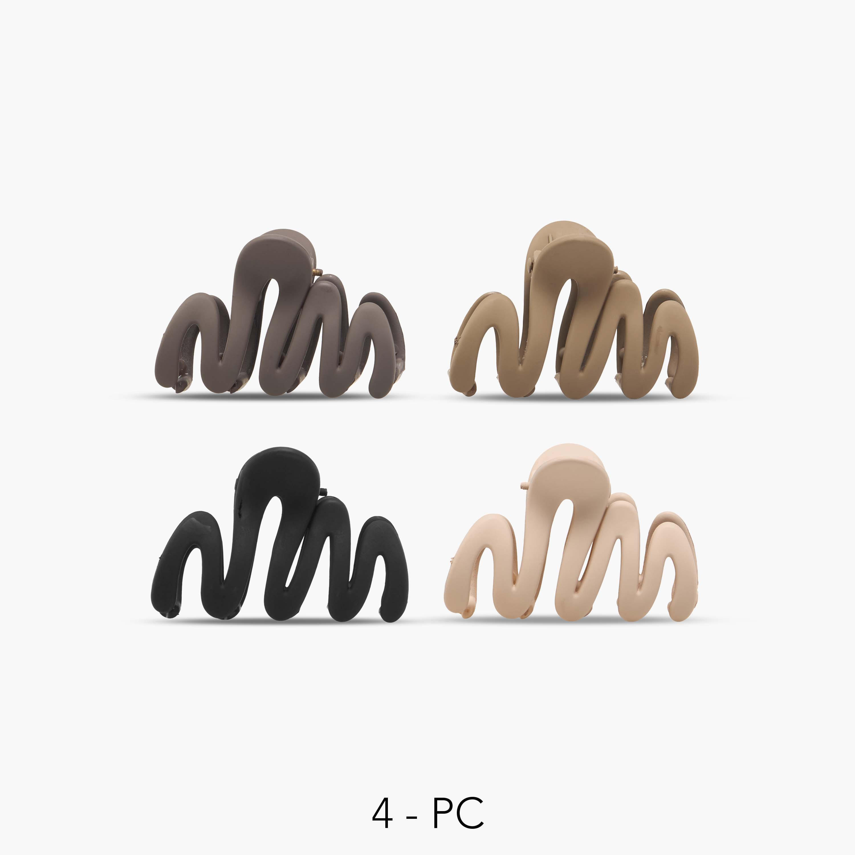 مشابك شعر مموجة بلمسة مطفية من جلو - طقم 4 قطع-women-hairaccessories-clamps-image-1