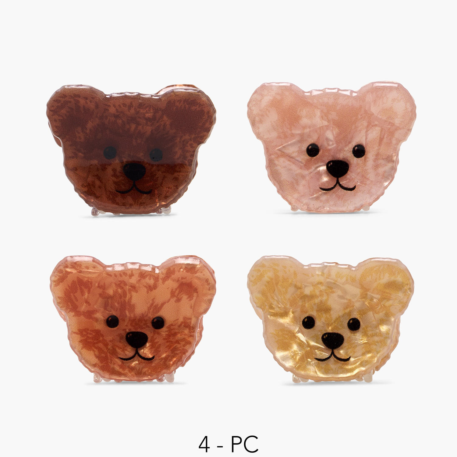 Gloo Pack of 4 Bear Hair Clamp with Textured Finish-women-hairaccessories-clamps-image-1