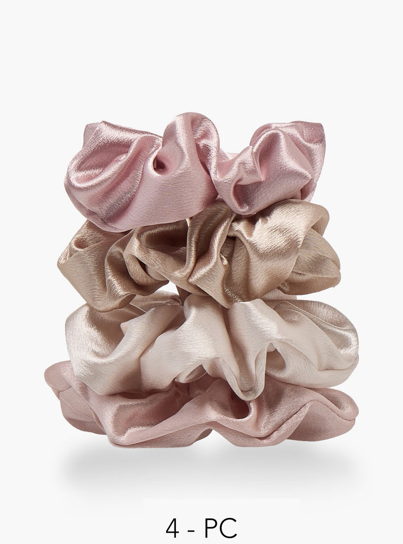 طقم ربطات سكرانشي ساتان 4 قطع من جلو-women-hairaccessories-scrunchies-image-1