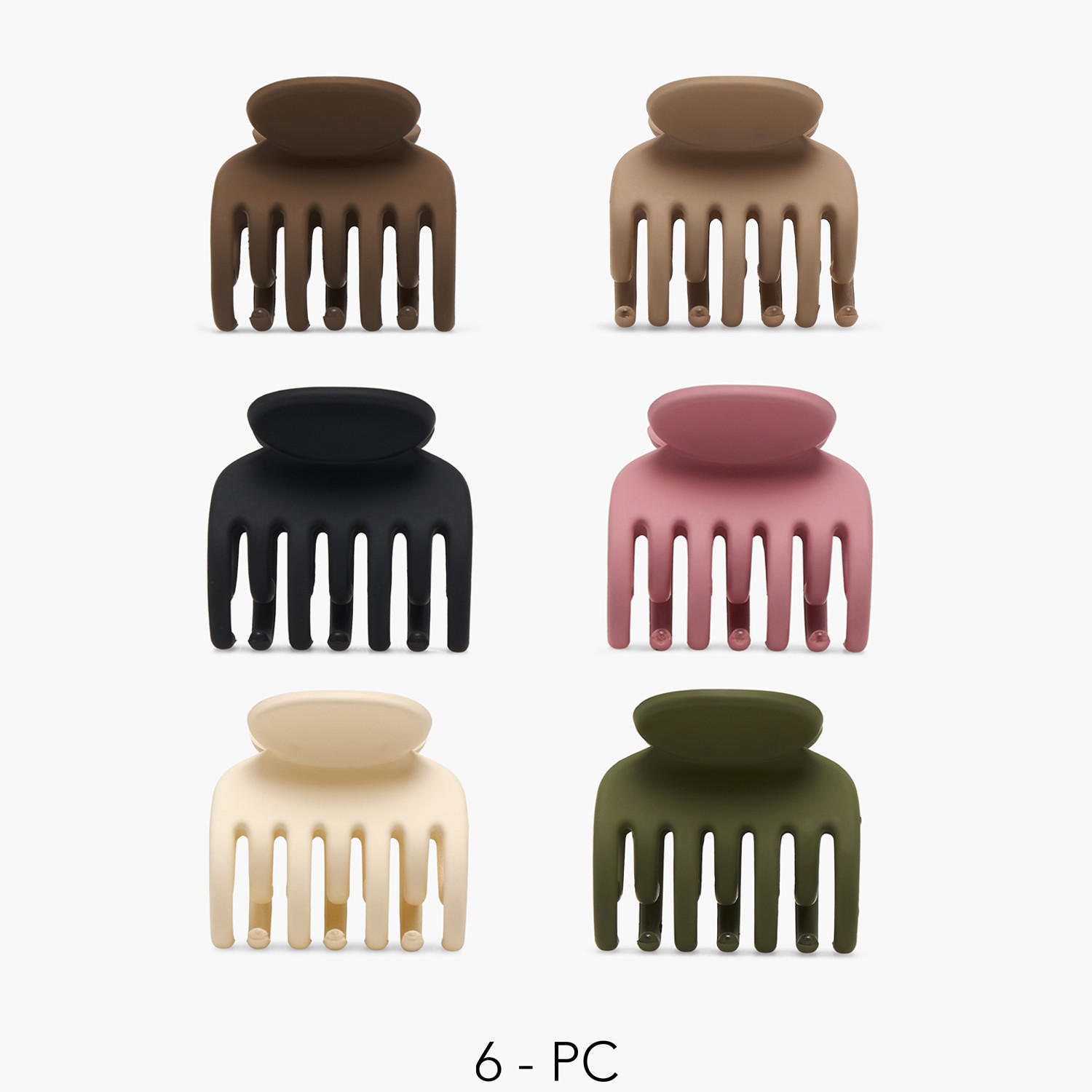مشابك شعر منحنية بتشطيب مطفي من جلو - عبوة 6 قطع-women-hairaccessories-clamps-image-1