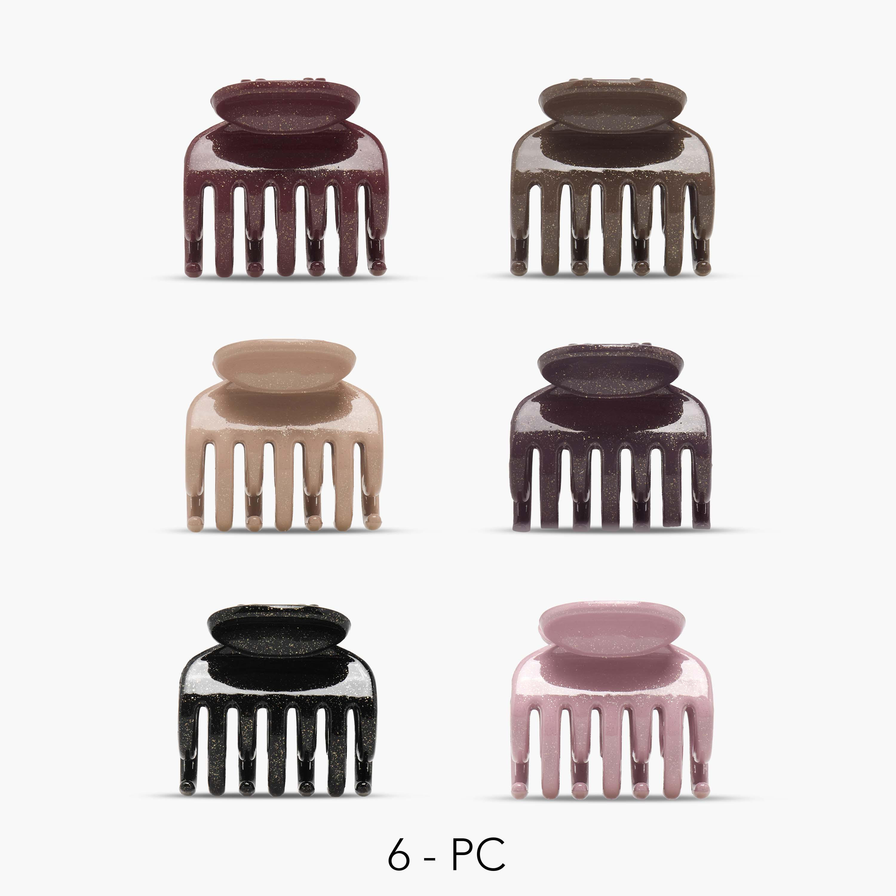 Gloo Pack of 6 Curved Hair Clamp with Matte Finish-women-hairaccessories-clamps-image-1