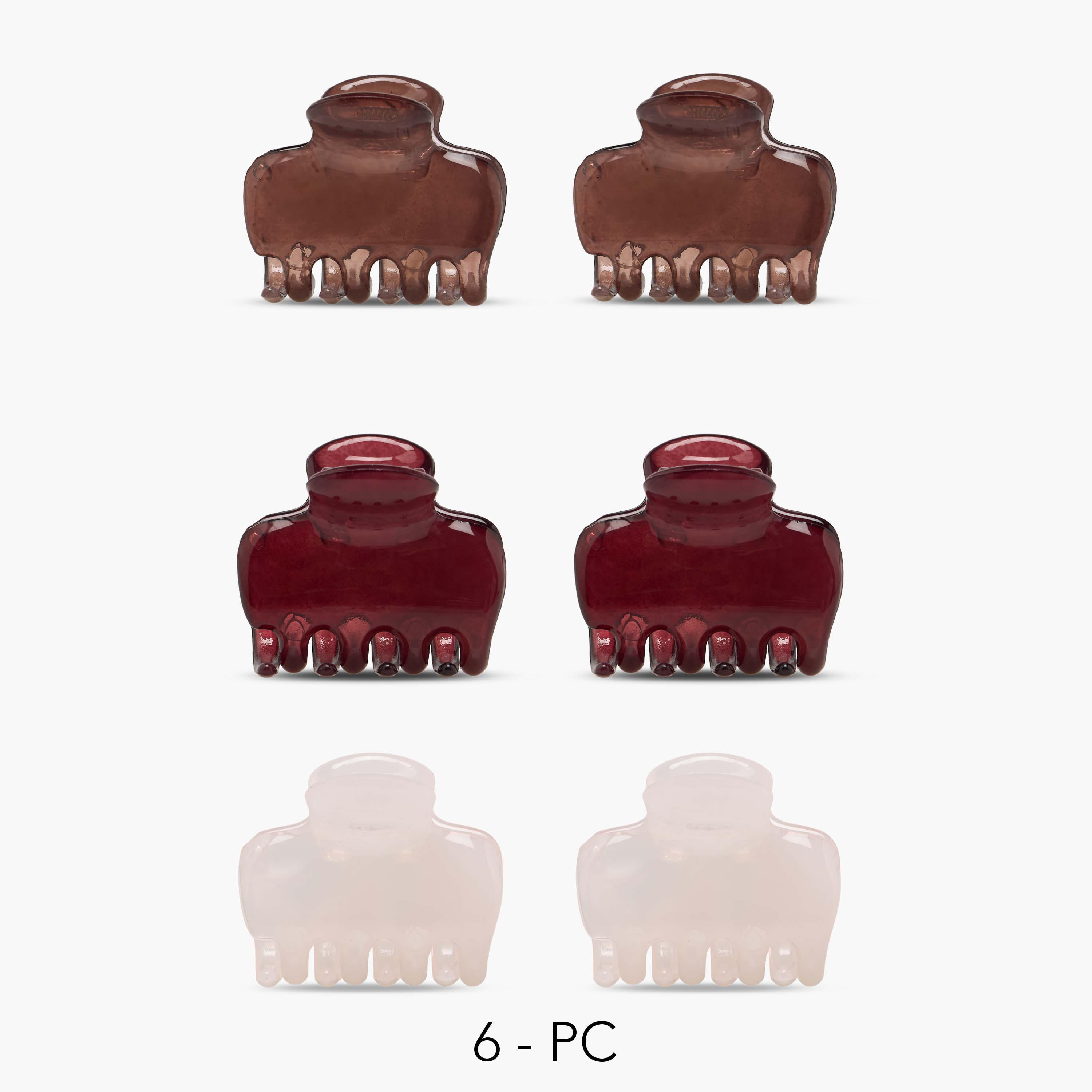 Gloo Pack of 6 Curved Hair Clamp with Matte Finish-women-hairaccessories-clamps-image-1