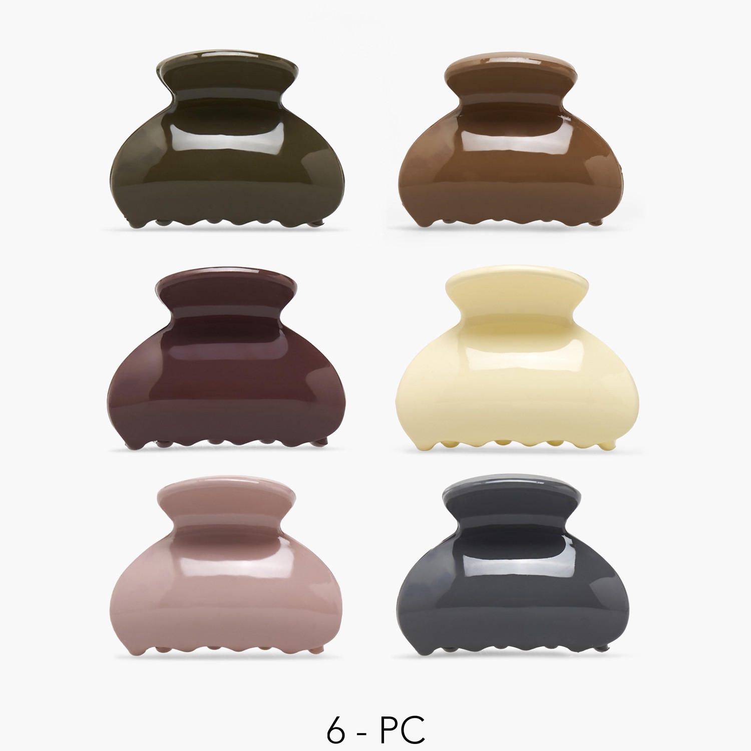 Gloo Pack of 6 Curved Hair Clamp with Matte Finish-women-hairaccessories-clamps-image-1