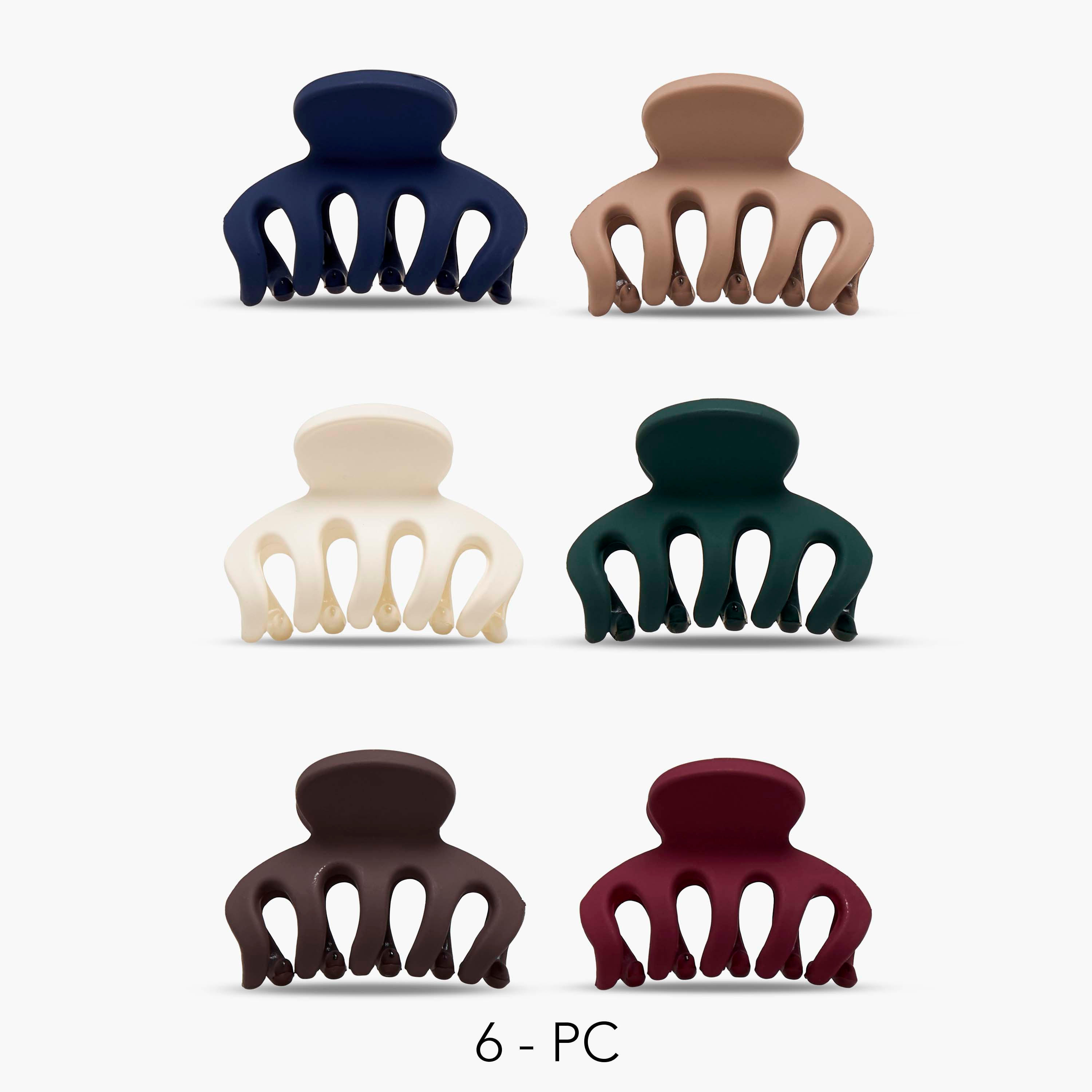 Gloo Pack of 6 Curved Hair Clamp with Slotted Design-women-hairaccessories-clamps-image-1