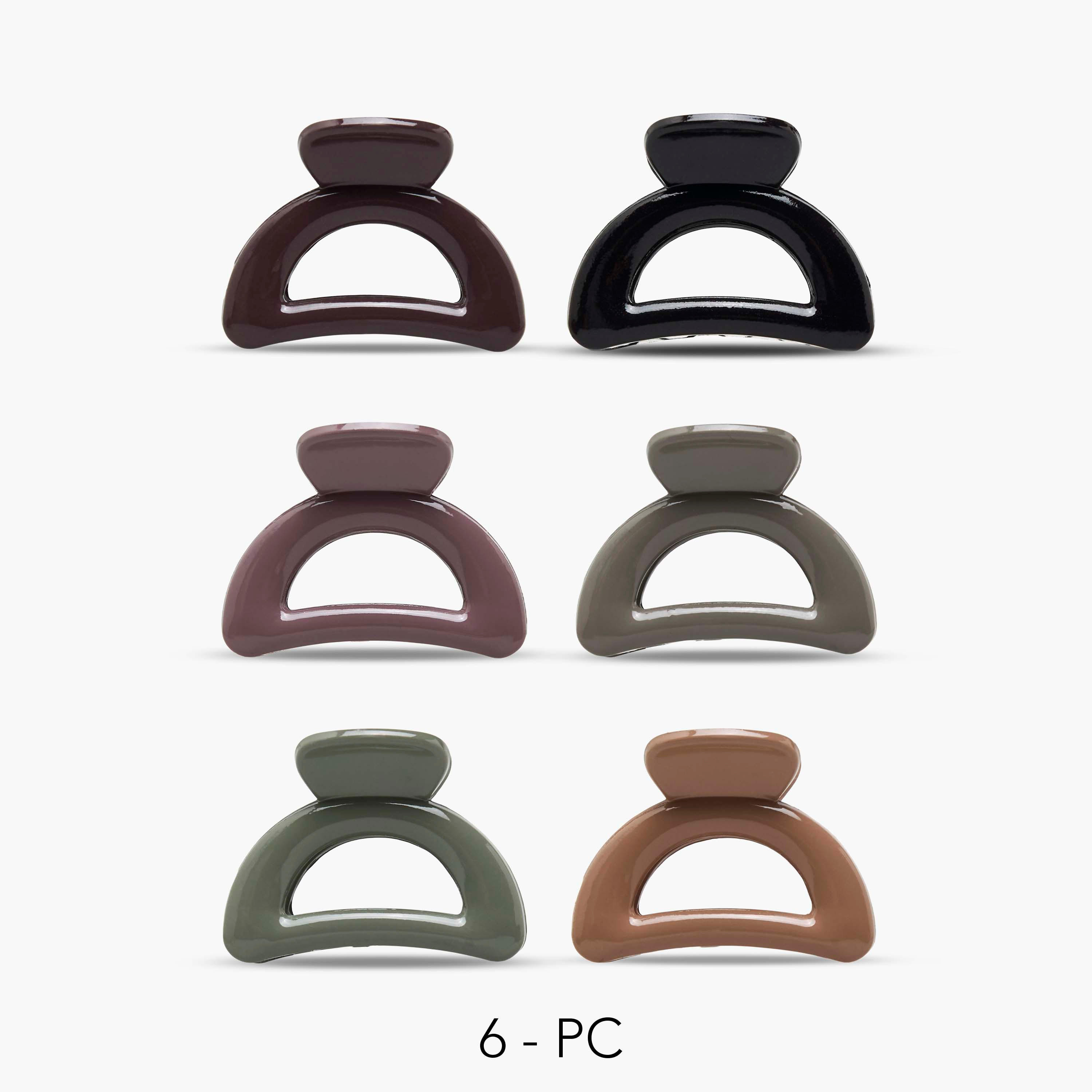 Gloo Pack of 6 Curved Hair Clamp with Cutout Design-women-hairaccessories-clamps-image-1