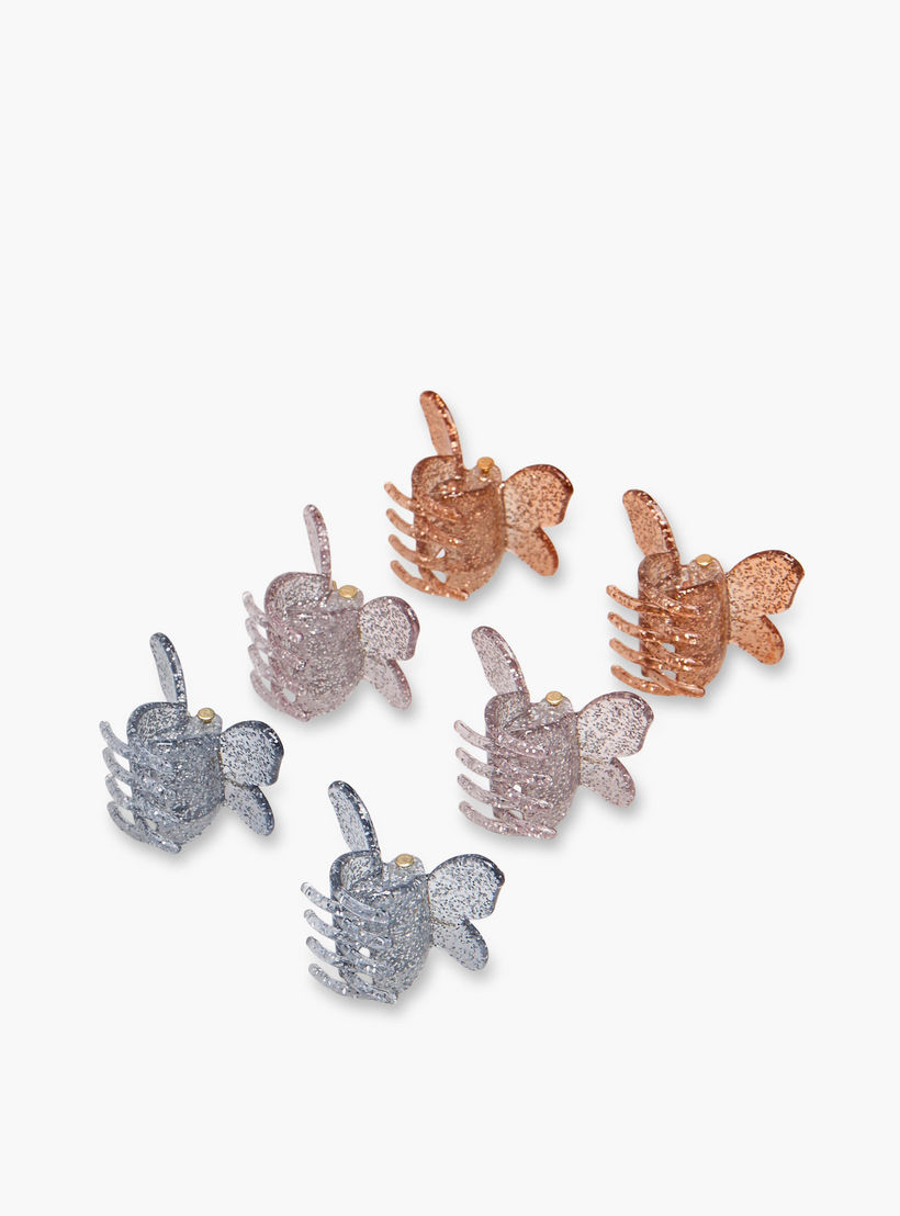 Gloo Pack of 6 Butterfly Hair Clamp with Glitter Finish-women-hairaccessories-clamps-image-5