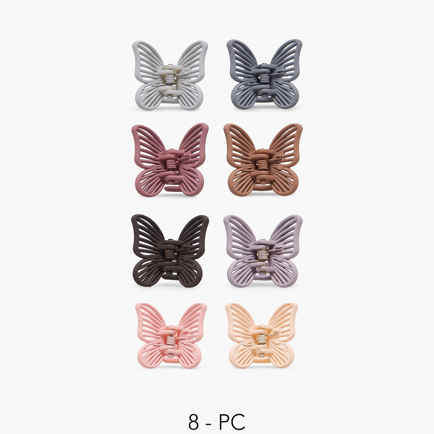 Gloo Pack of 8 Butterfly Hair Clamp with Matte Finish-women-hairaccessories-clamps-image-1