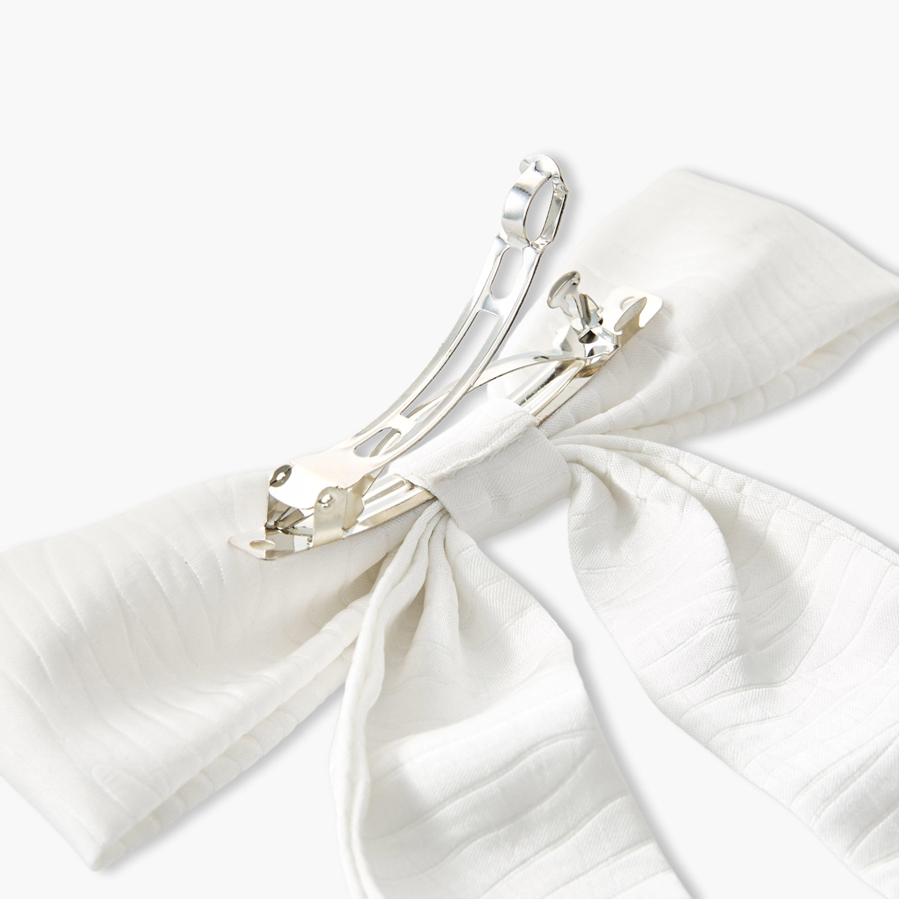 طقم مشابك شعر فيونكة بتصميم بارز الملمس - قطعتين-women-hairaccessories-clips-image-6