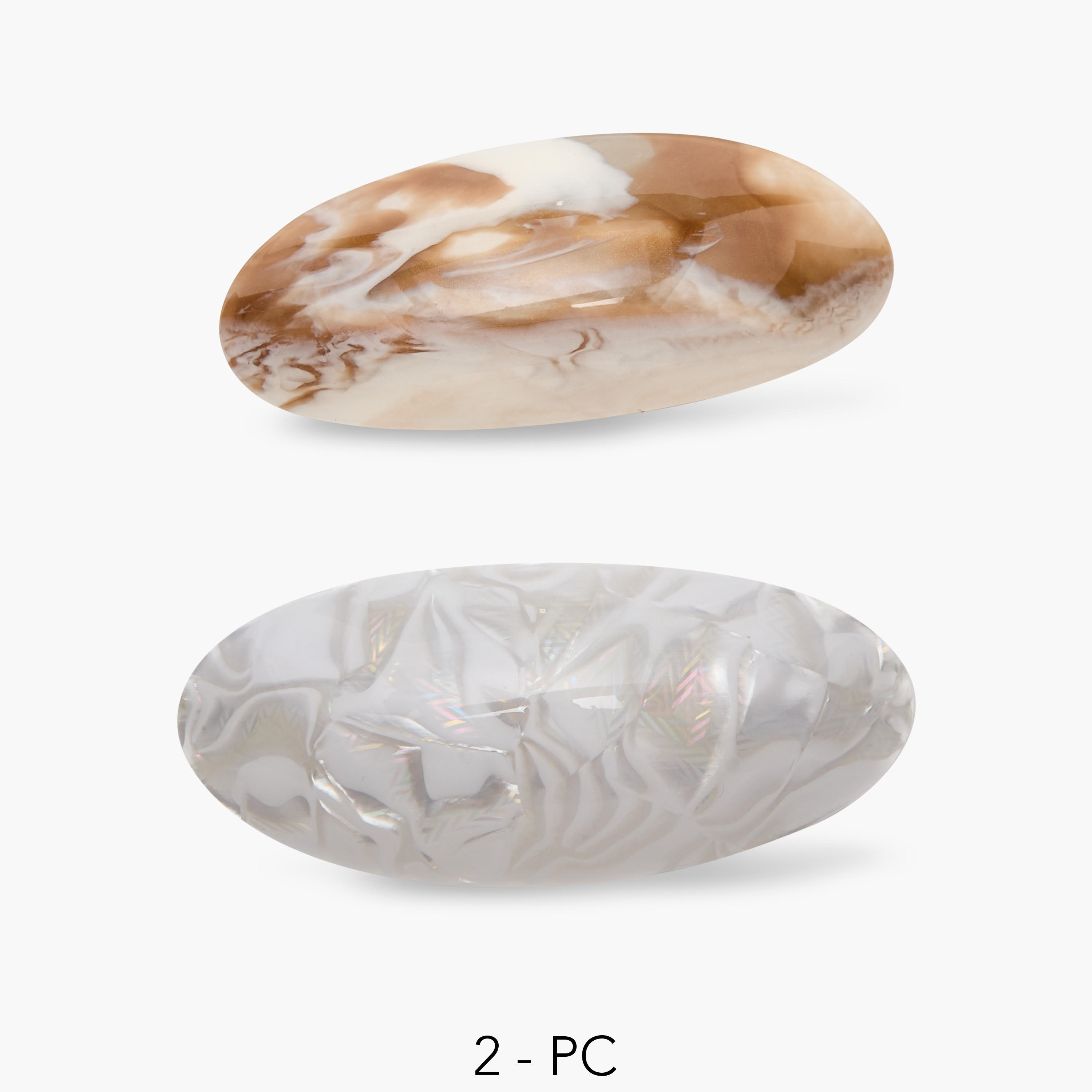 Pack of 2 Oval Barrette Hair Clip with Marbled Finish-women-hairaccessories-clamps-image-1