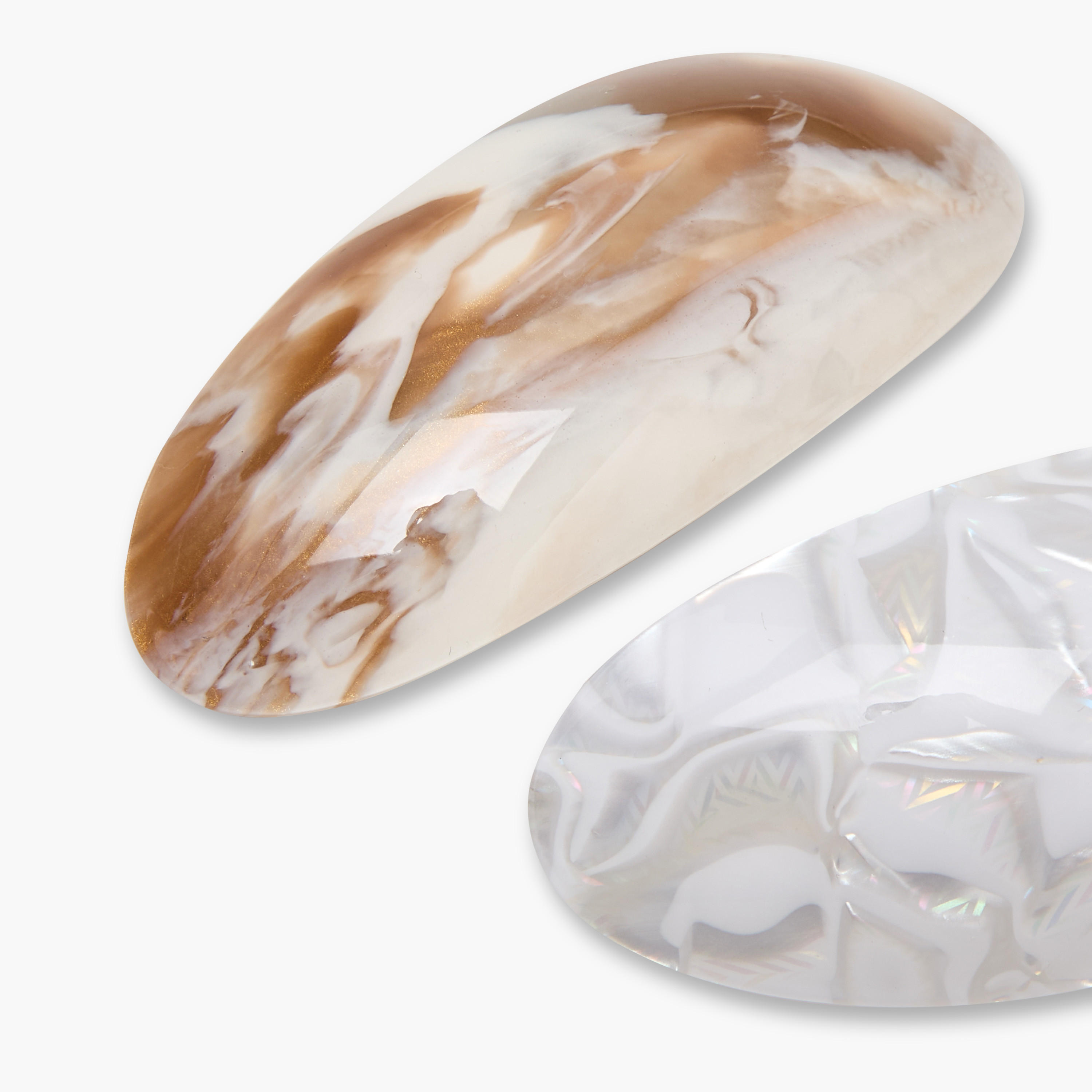 Pack of 2 Oval Barrette Hair Clip with Marbled Finish-women-hairaccessories-clamps-image-3