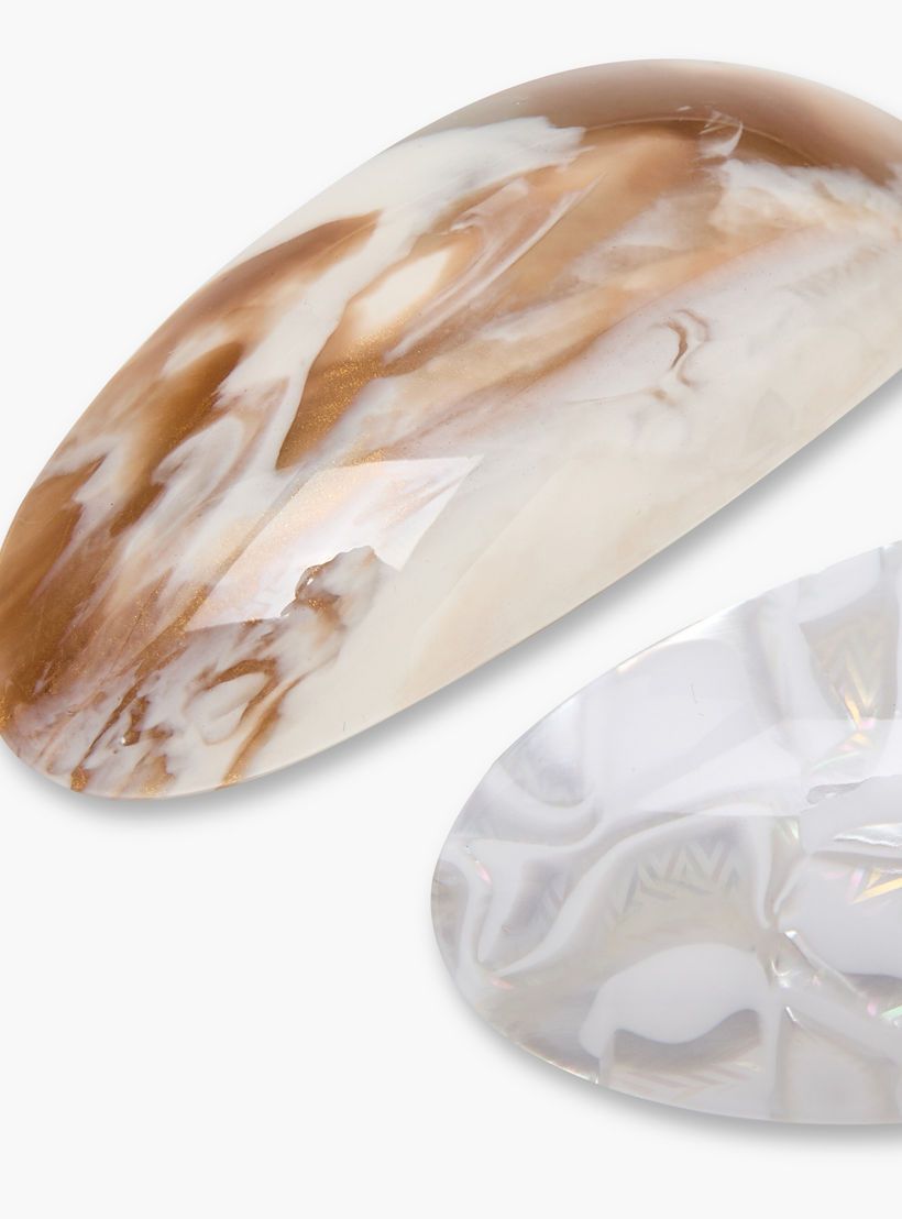 Pack of 2 Oval Barrette Hair Clip with Marbled Finish-women-hairaccessories-clamps-image-3