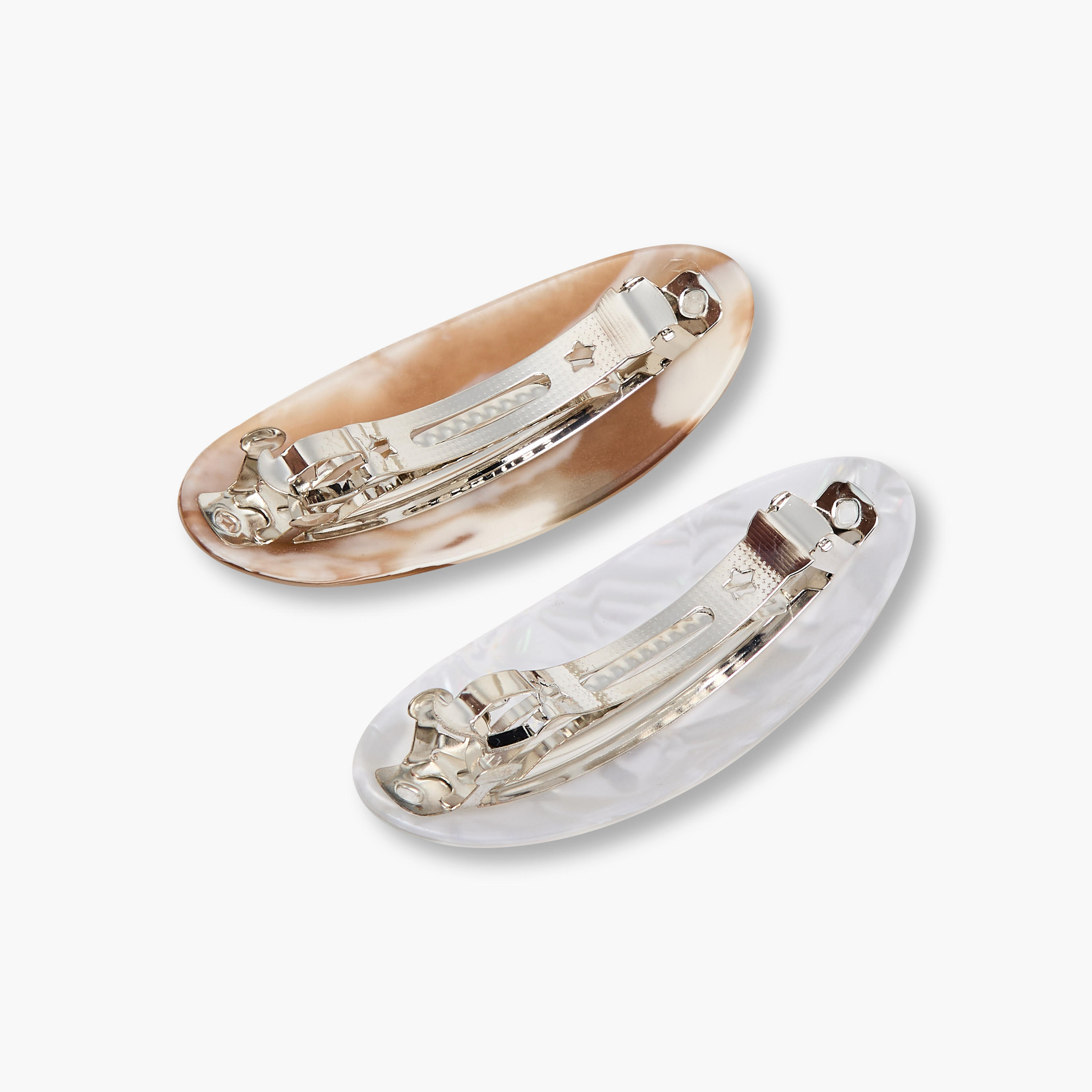 Pack of 2 Oval Barrette Hair Clip with Marbled Finish-women-hairaccessories-clamps-image-4