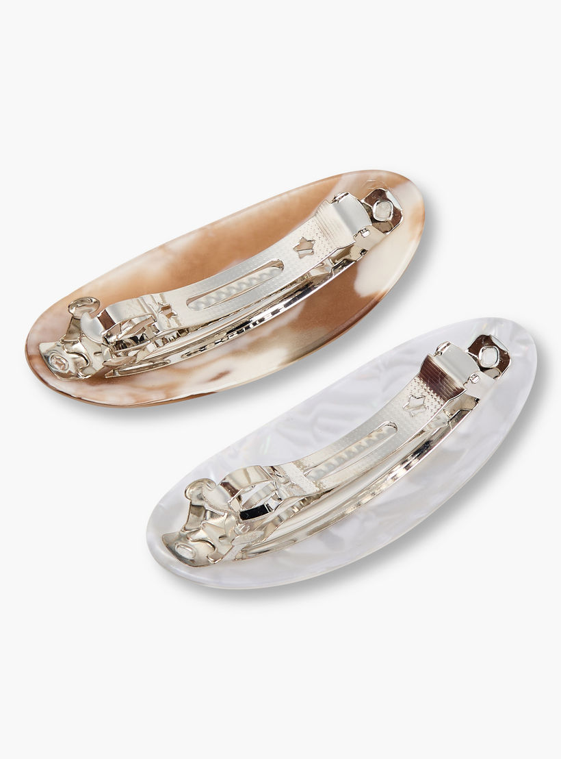 Pack of 2 Oval Barrette Hair Clip with Marbled Finish-women-hairaccessories-clamps-image-4
