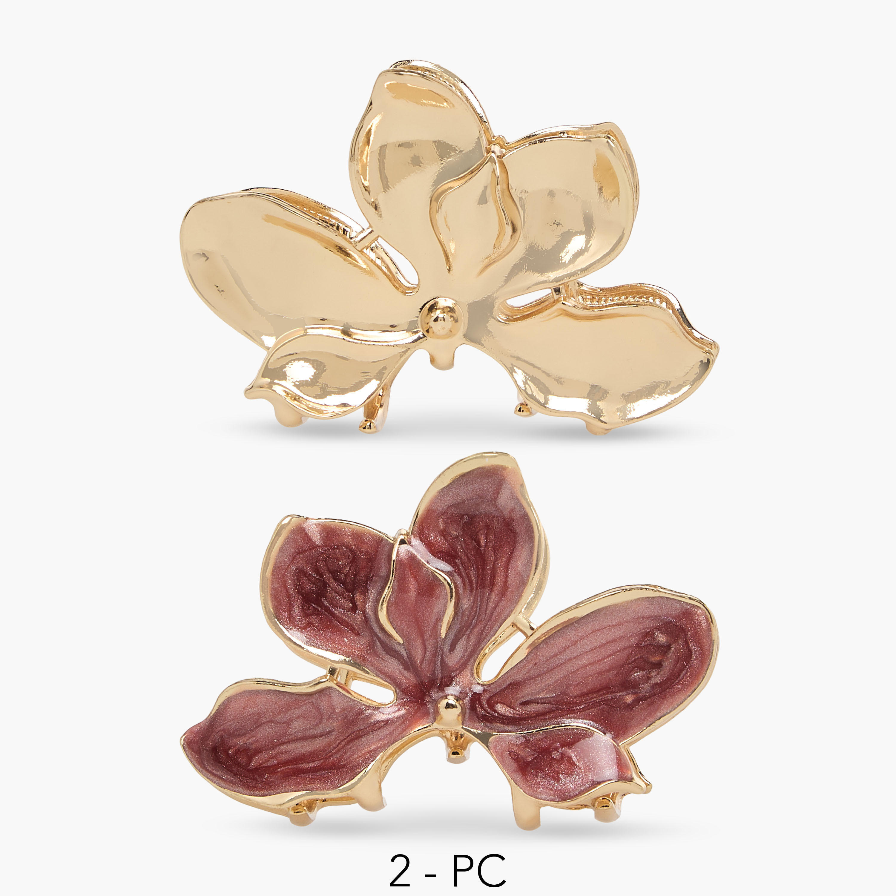 طقم مشابك شعر قطعتين بتصميم زهرة الأوركيد-women-hairaccessories-clamps-image-1