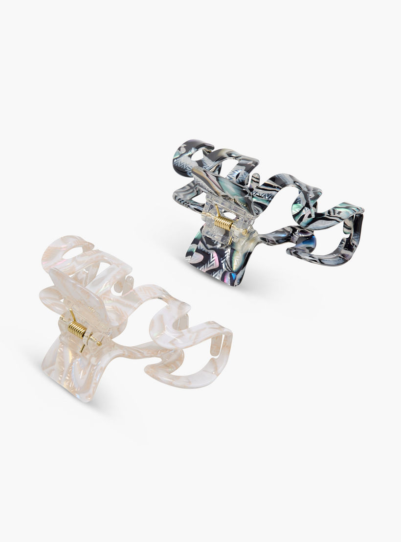 Pack of 2 Wavy Hair Clamp with Patterned Finish-women-hairaccessories-clamps-image-5