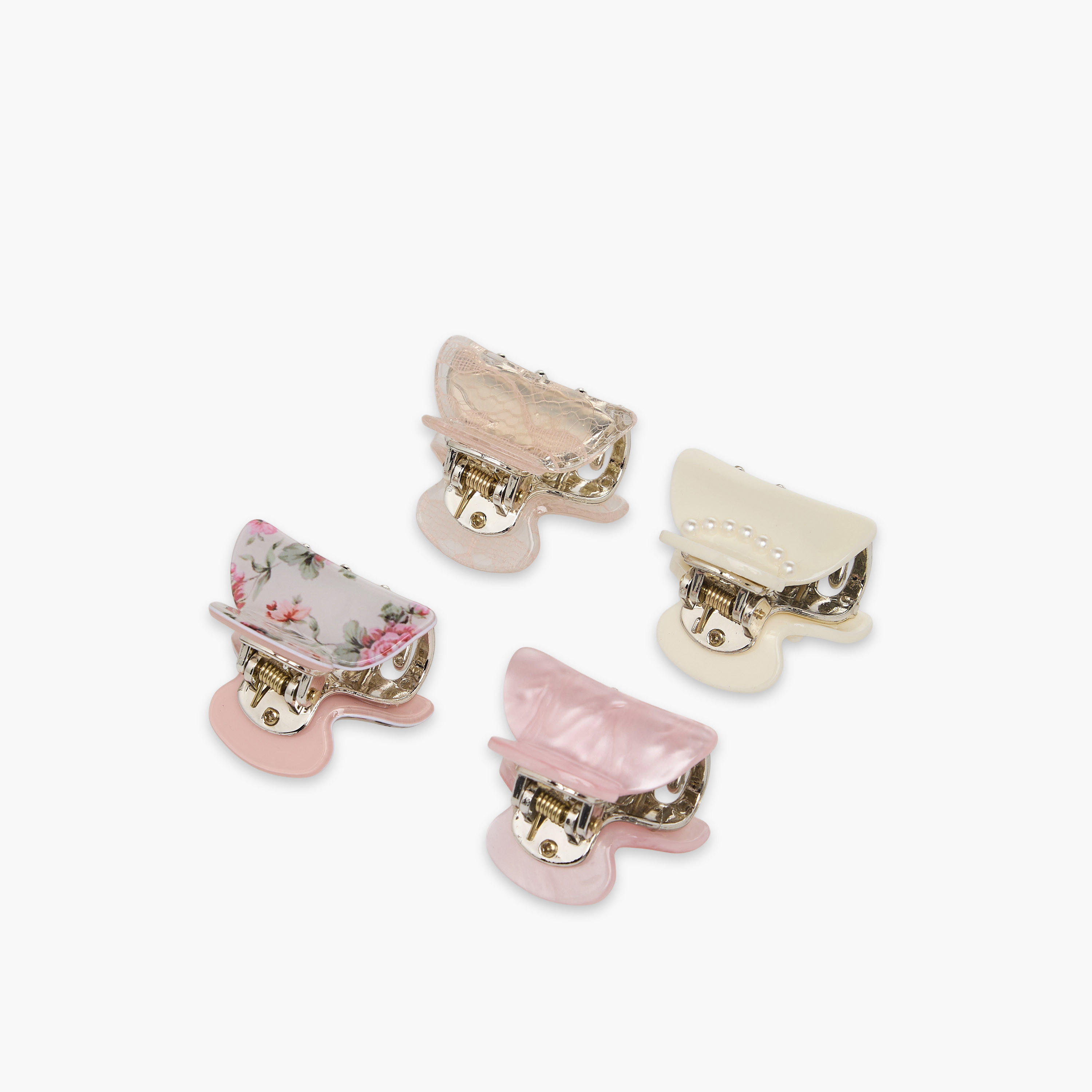 طقم مشابك شعر 4 قطع بتصميم منحني وطبعات متنوعة-women-hairaccessories-clamps-image-6