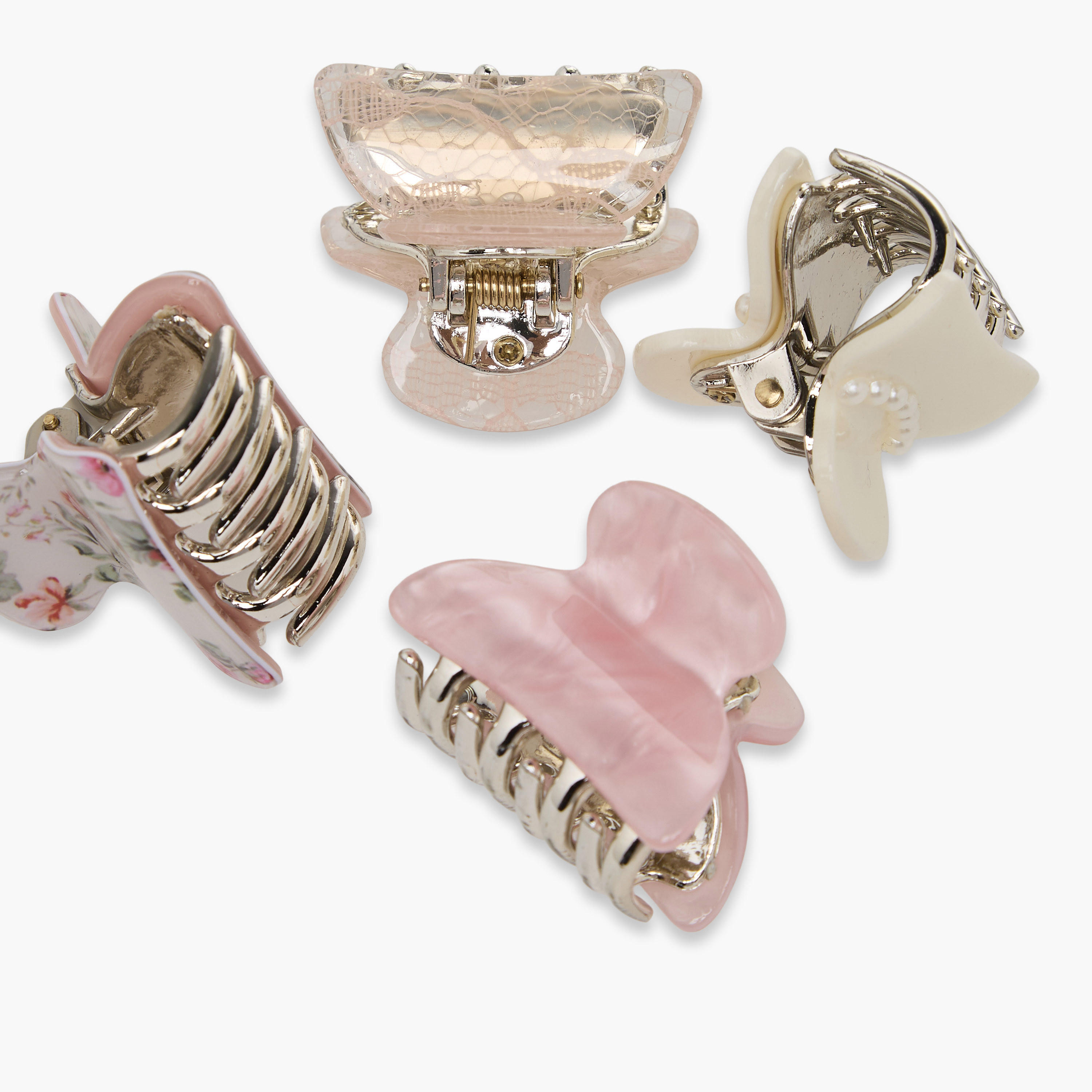 طقم مشابك شعر 4 قطع بتصميم منحني وطبعات متنوعة-women-hairaccessories-clamps-image-7