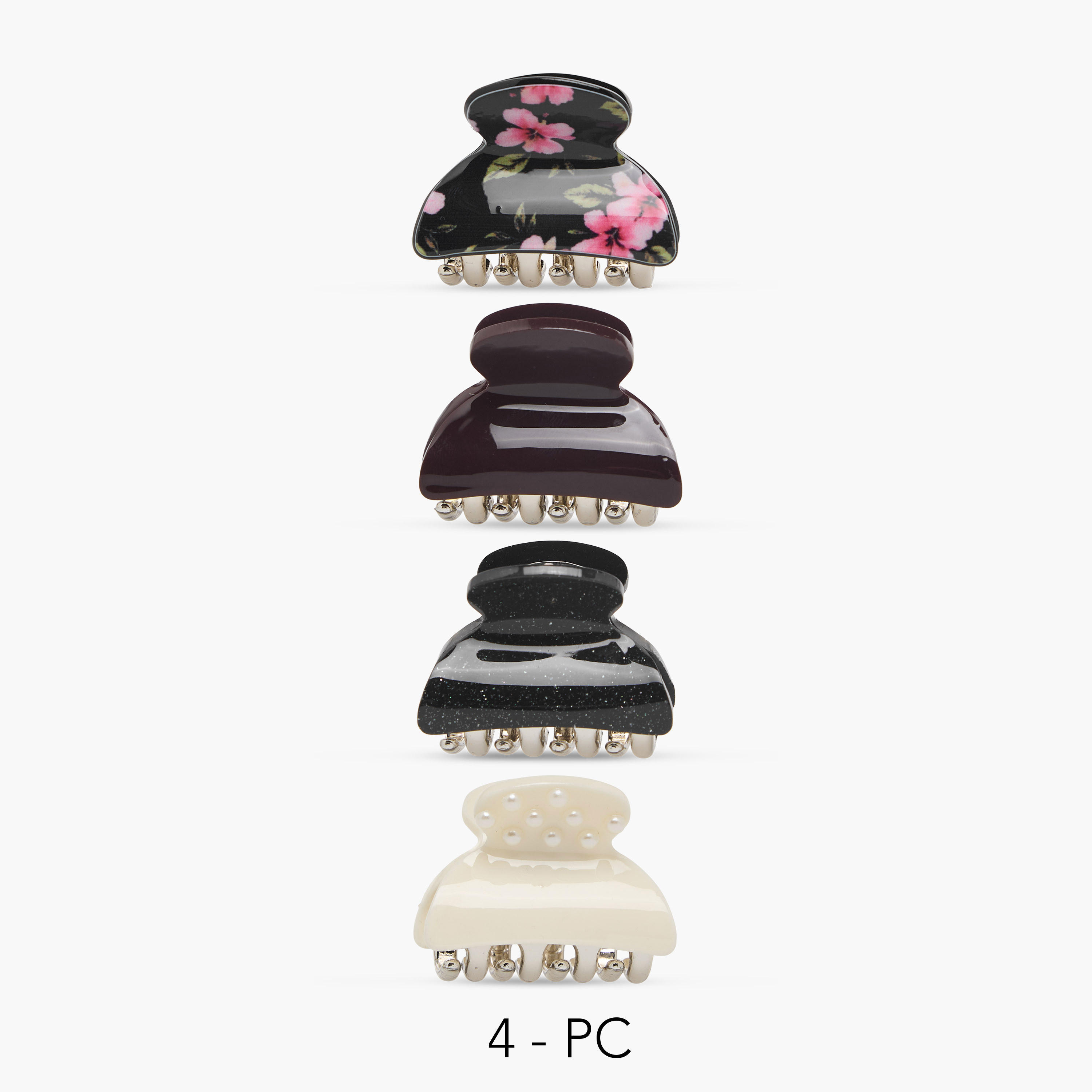 طقم مشابك شعر منحنية بطبعات متنوعة من 4 قطع-women-hairaccessories-clamps-image-1