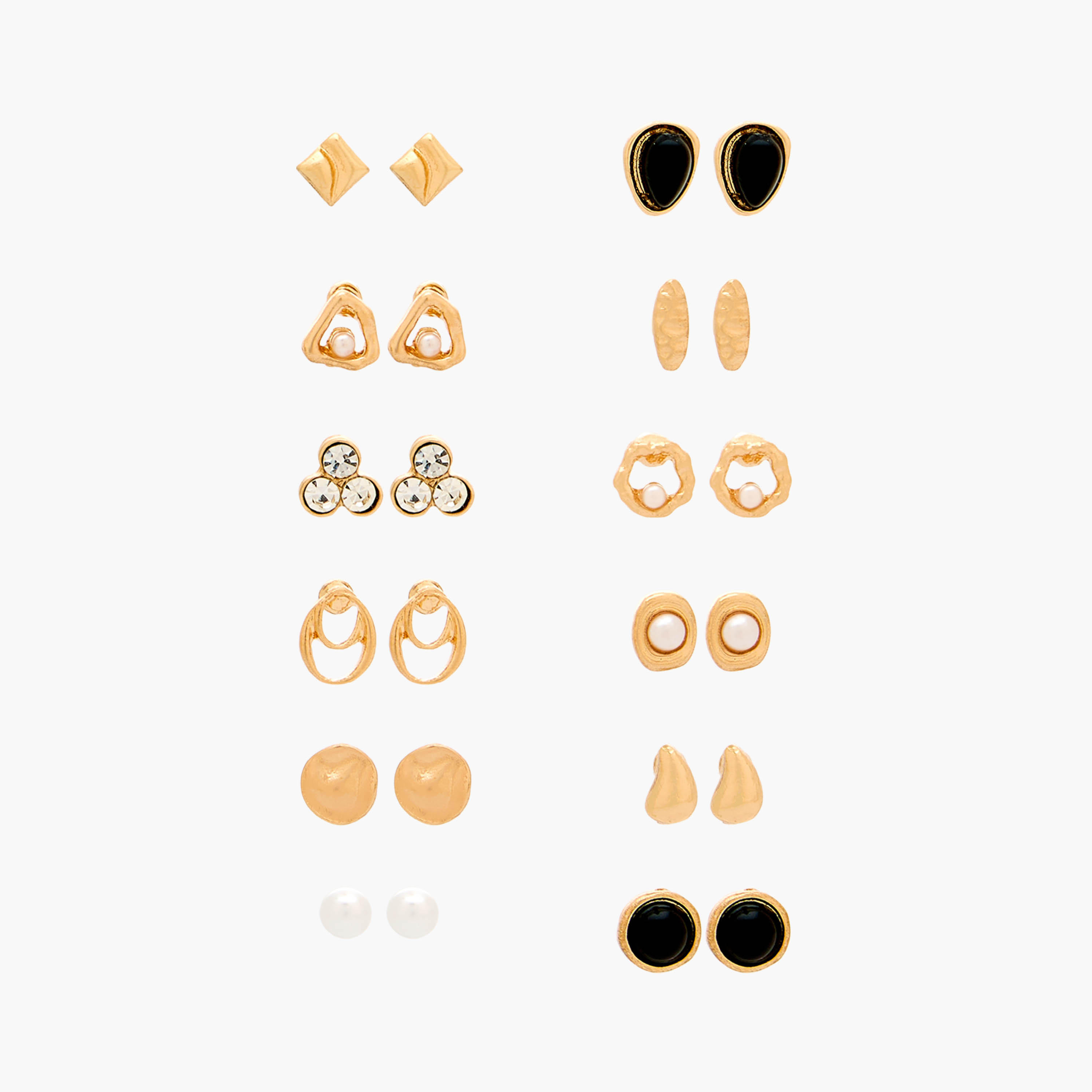 طقم حلقان ميتاليك بمكبس إغلاق خلفي 12 زوج من جلو-women-watchesandjewellery-jewellery-earrings-image-1