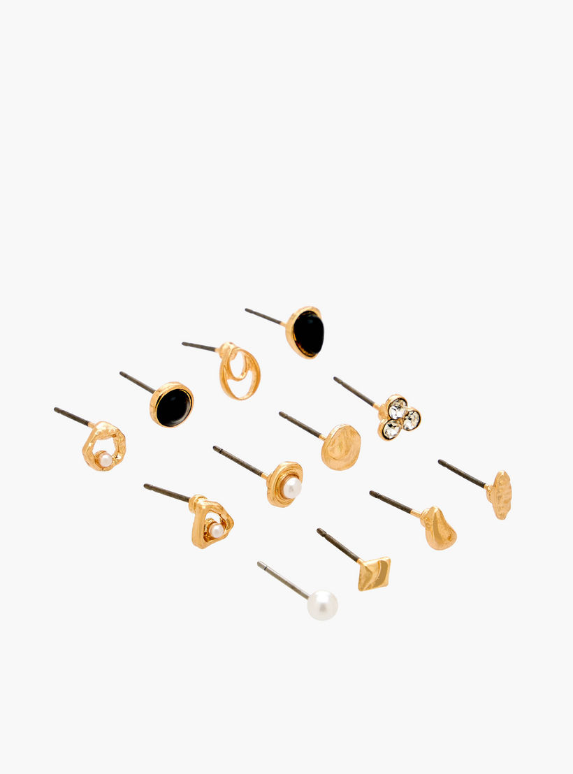 طقم حلقان ميتاليك بمكبس إغلاق خلفي 12 زوج من جلو-women-watchesandjewellery-jewellery-earrings-image-2